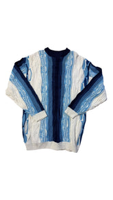 Y2K Raw Blue Coogi Style Sweater Sz XXL
