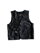 VTG Thrashed Harley Davidson USMC Leather Vest Sz L