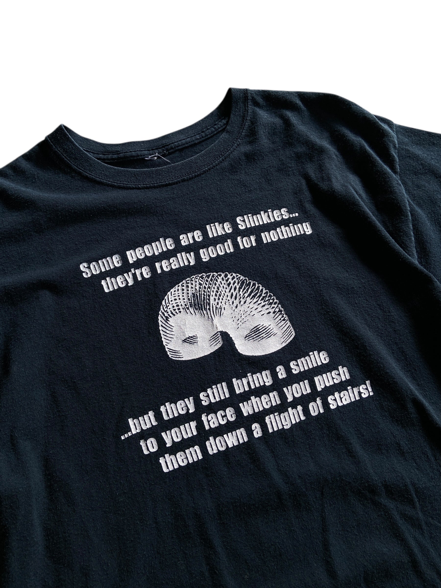 Y2K "Some People are Like Slinkies" Text Tee Sz M