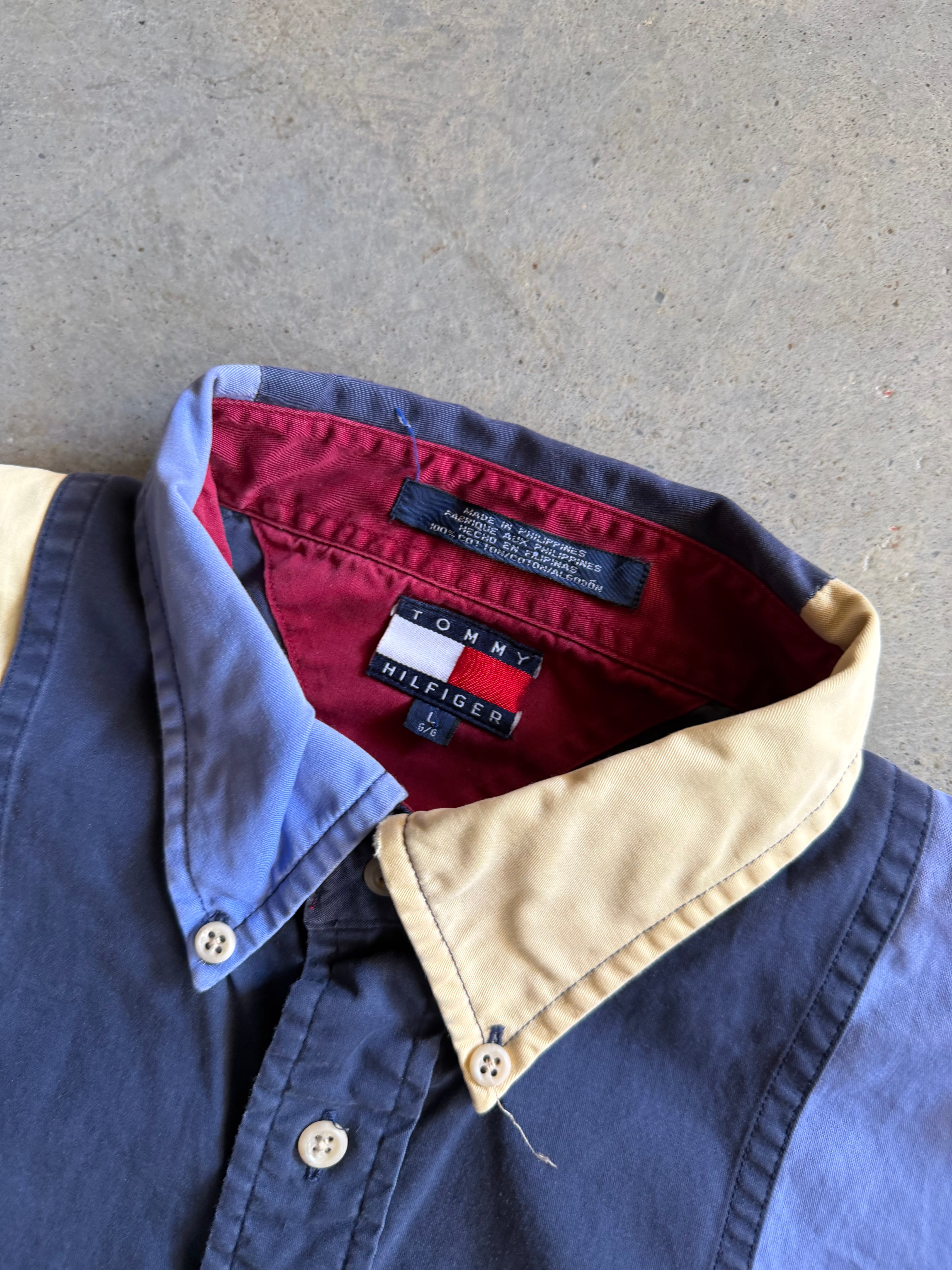 VTG Tommy Hilfiger Flags Button Up Shirt Sz L