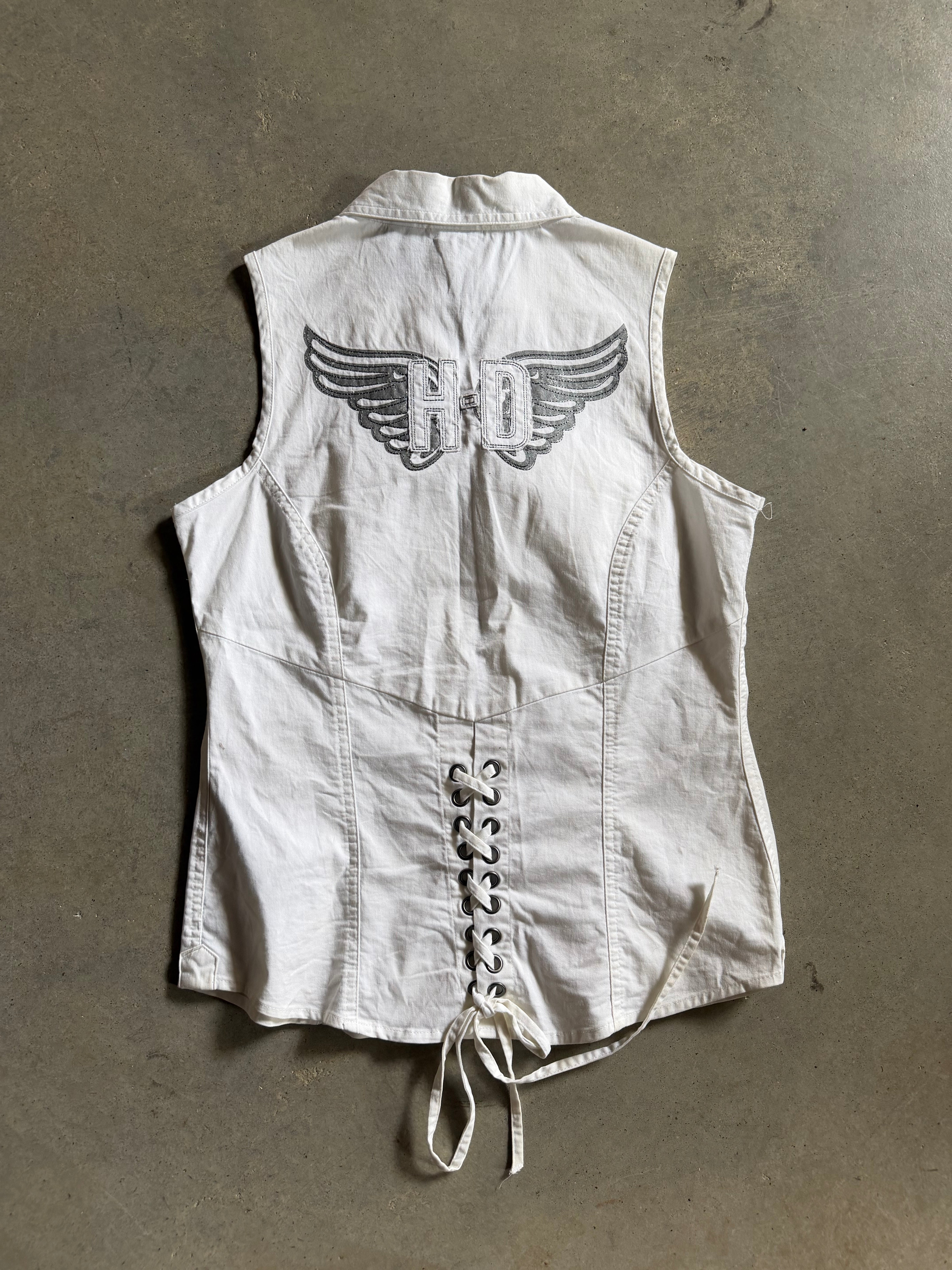 Y2K Harley Davidson Zip Up Women's Vest Sz S