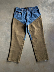 Y2K Red Head Denim Brush Pants Sz 36x29