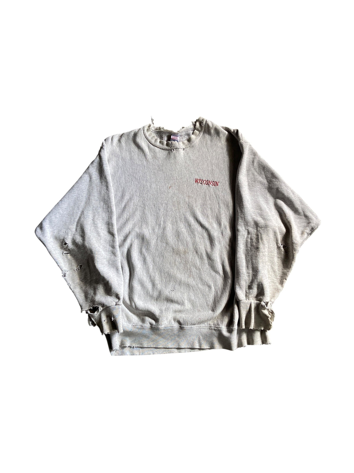 VTG Wisconsin Thrashed Crewneck Sweater Sz XXL