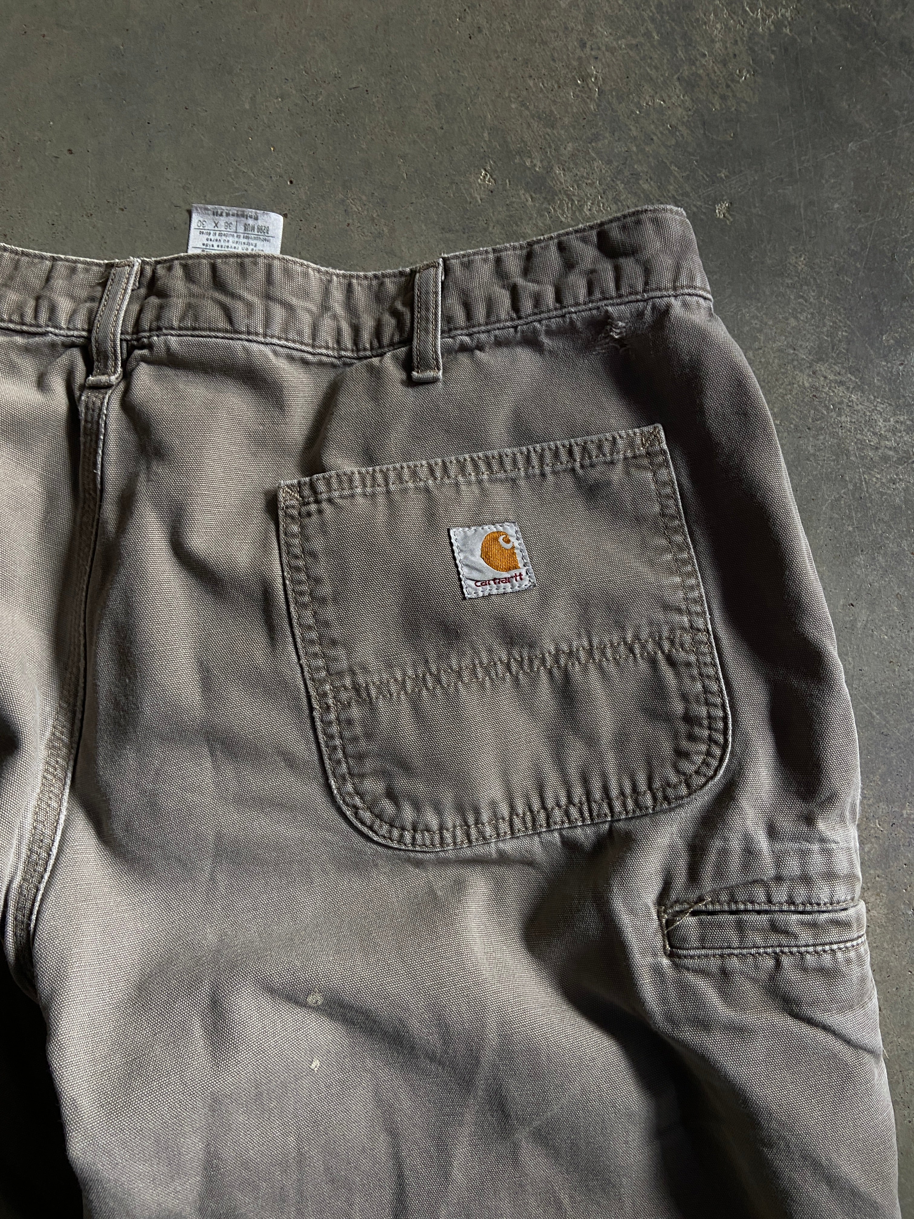 Y2K Carhartt Grey/Brown Carpenter Pants Sz 36x32
