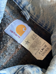VTG Union Made Carhartt Denim Blanket Lined Chore Coat CB0408 Sz XL