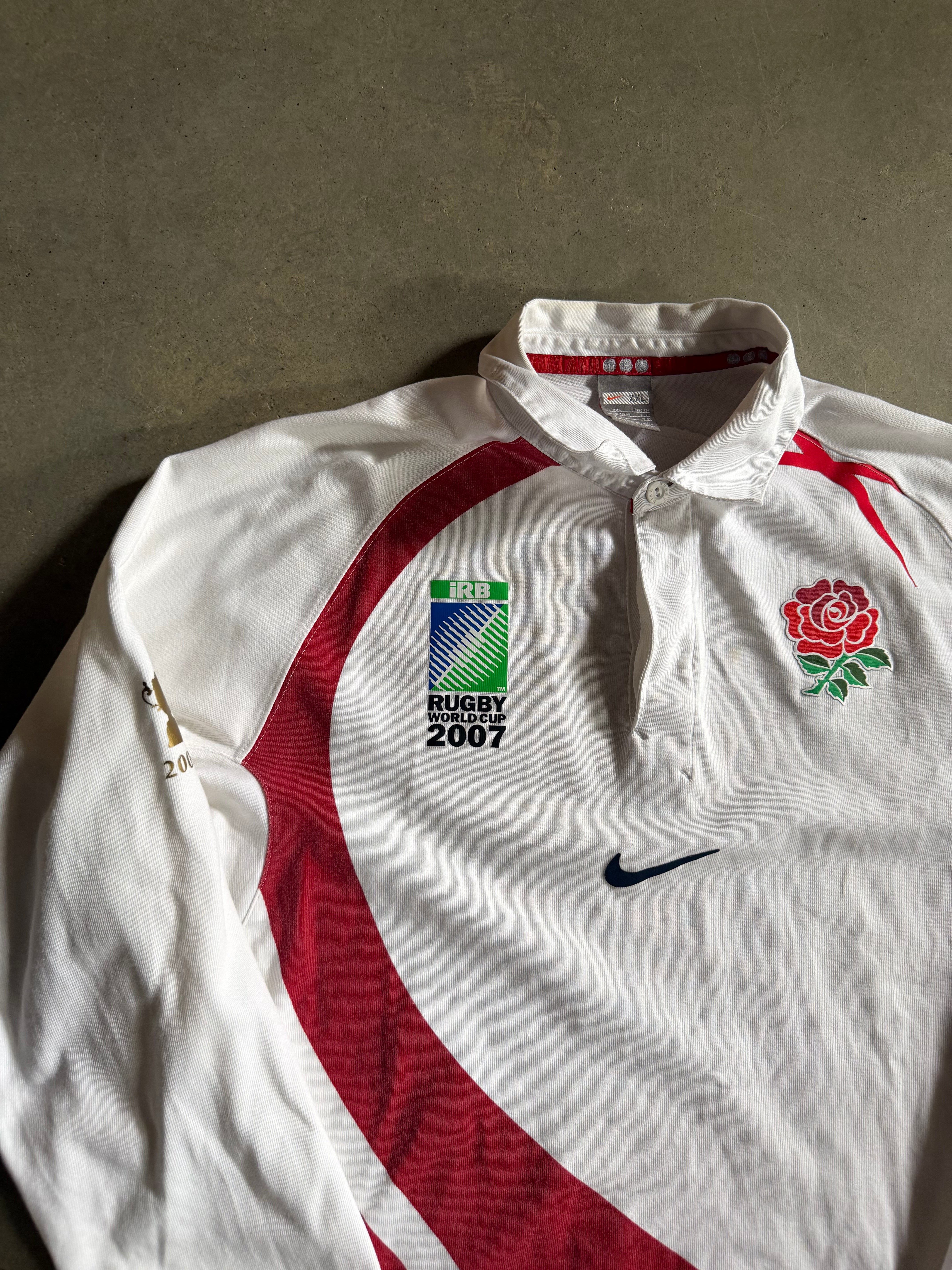 Y2K Nike Rugby World Cup 2007 Polo LS Shirt Sz 2XL