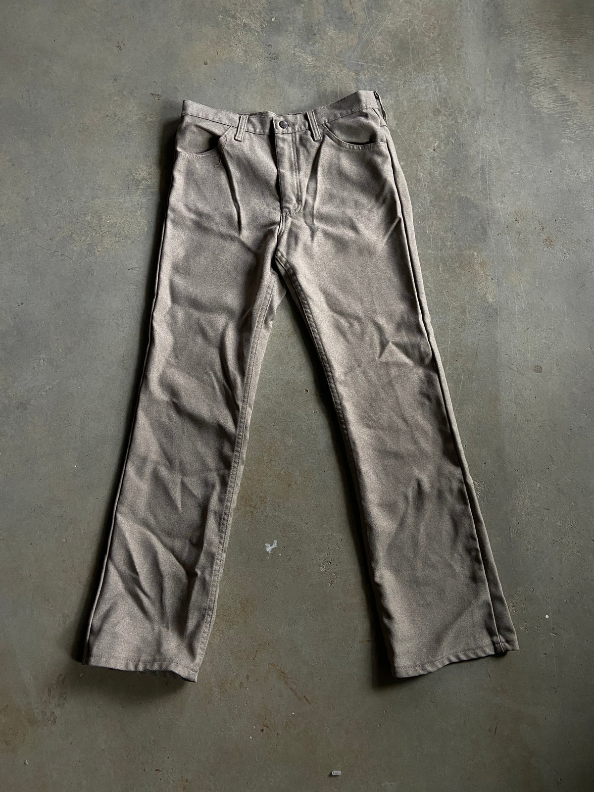 VTG Wrangler Greyish Brown Polyester Pants Sz 32x32