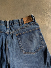 Y2K Red Head Denim Brush Pants Sz 36x29