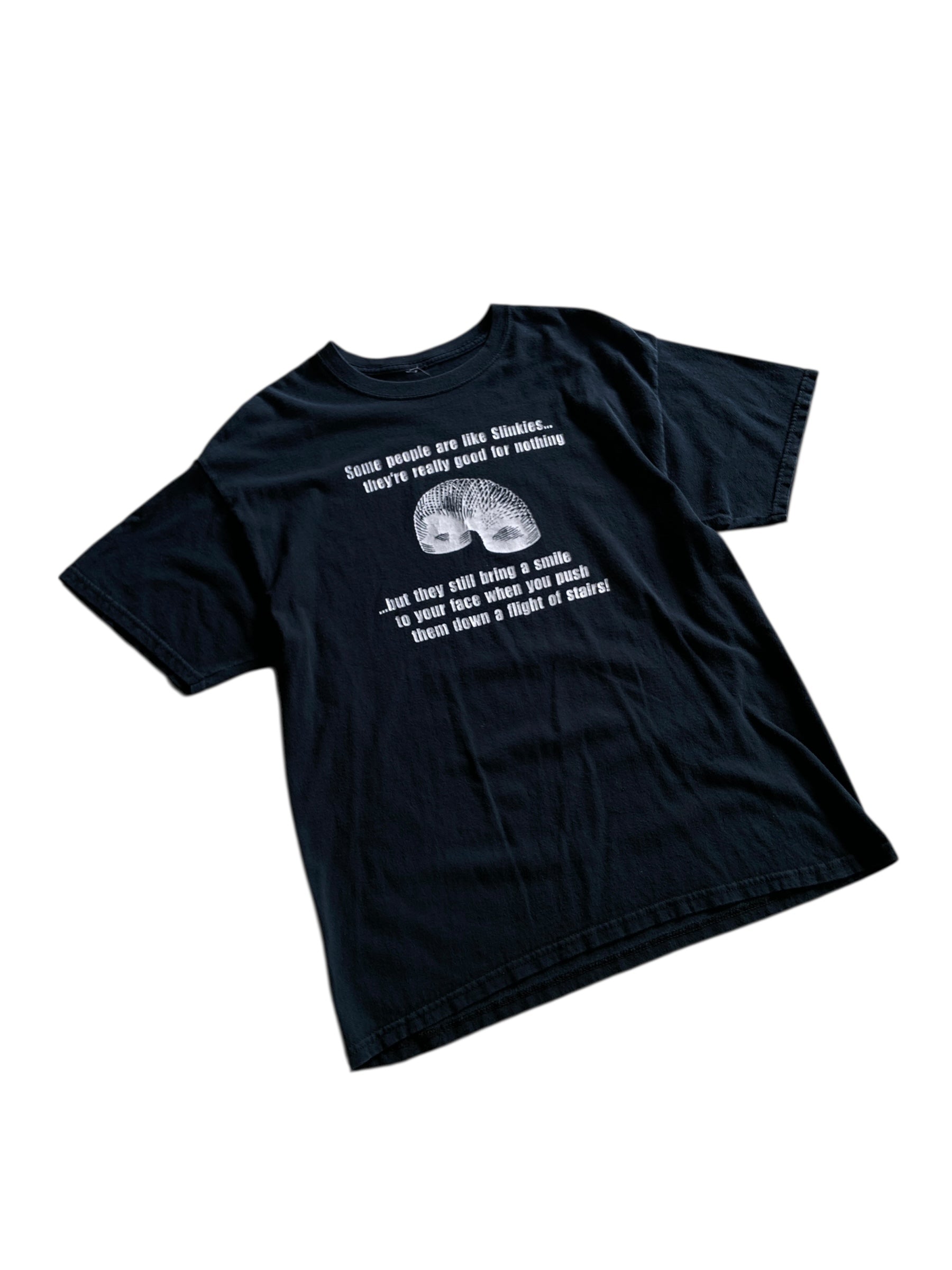 Y2K "Some People are Like Slinkies" Text Tee Sz M