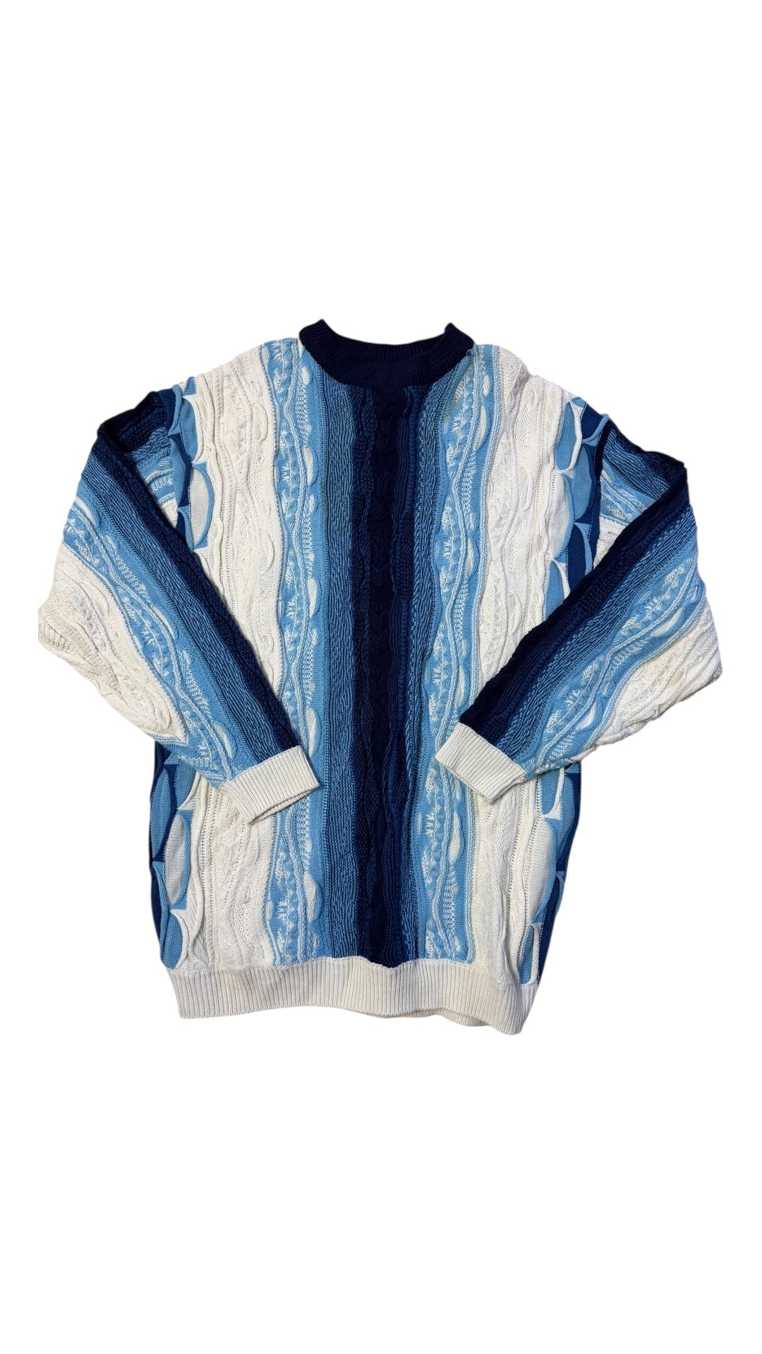 Y2K Raw Blue Coogi Style Sweater Sz XXL