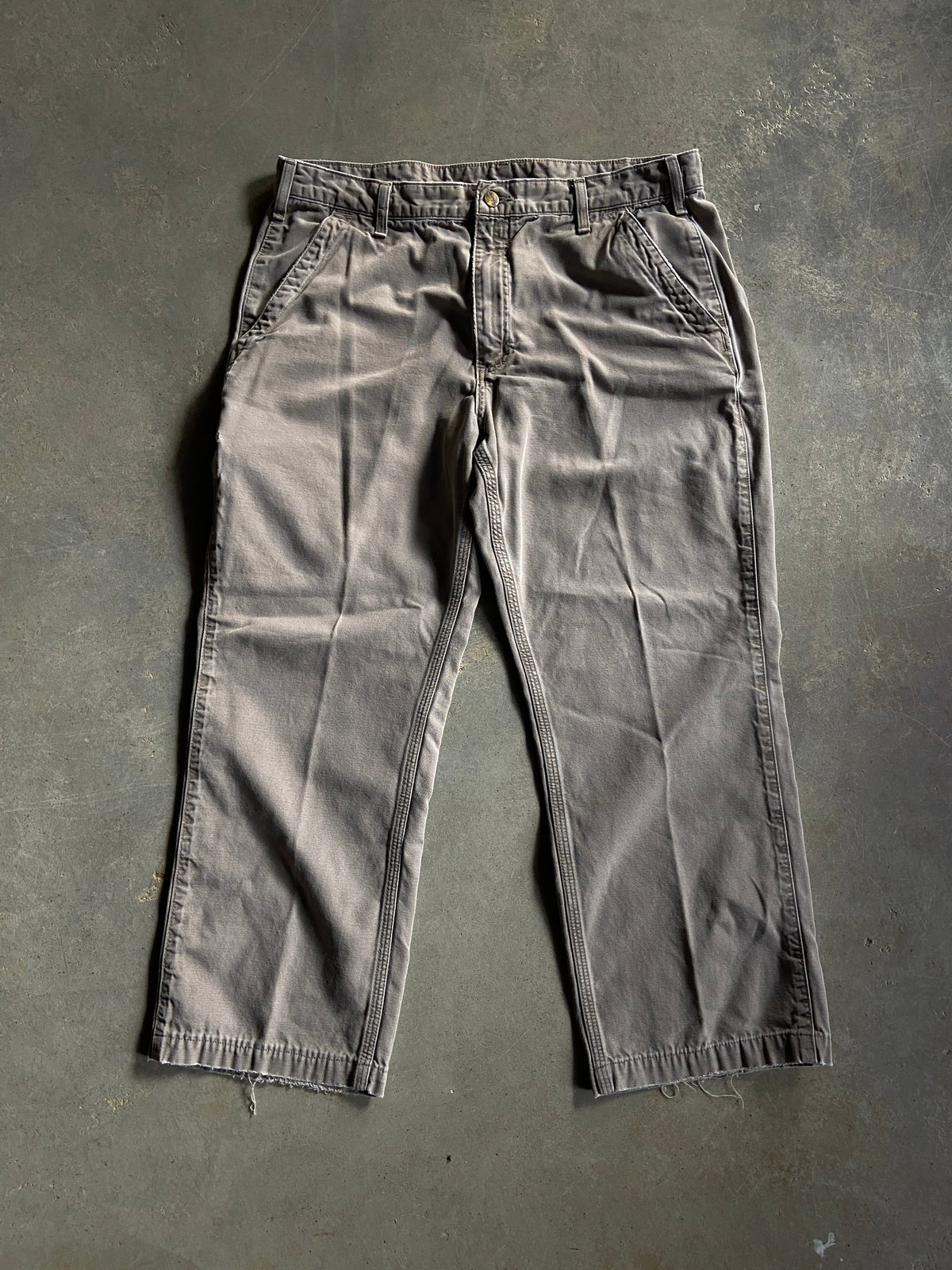 Y2K Carhartt Grey/Brown Carpenter Pants Sz 36x32