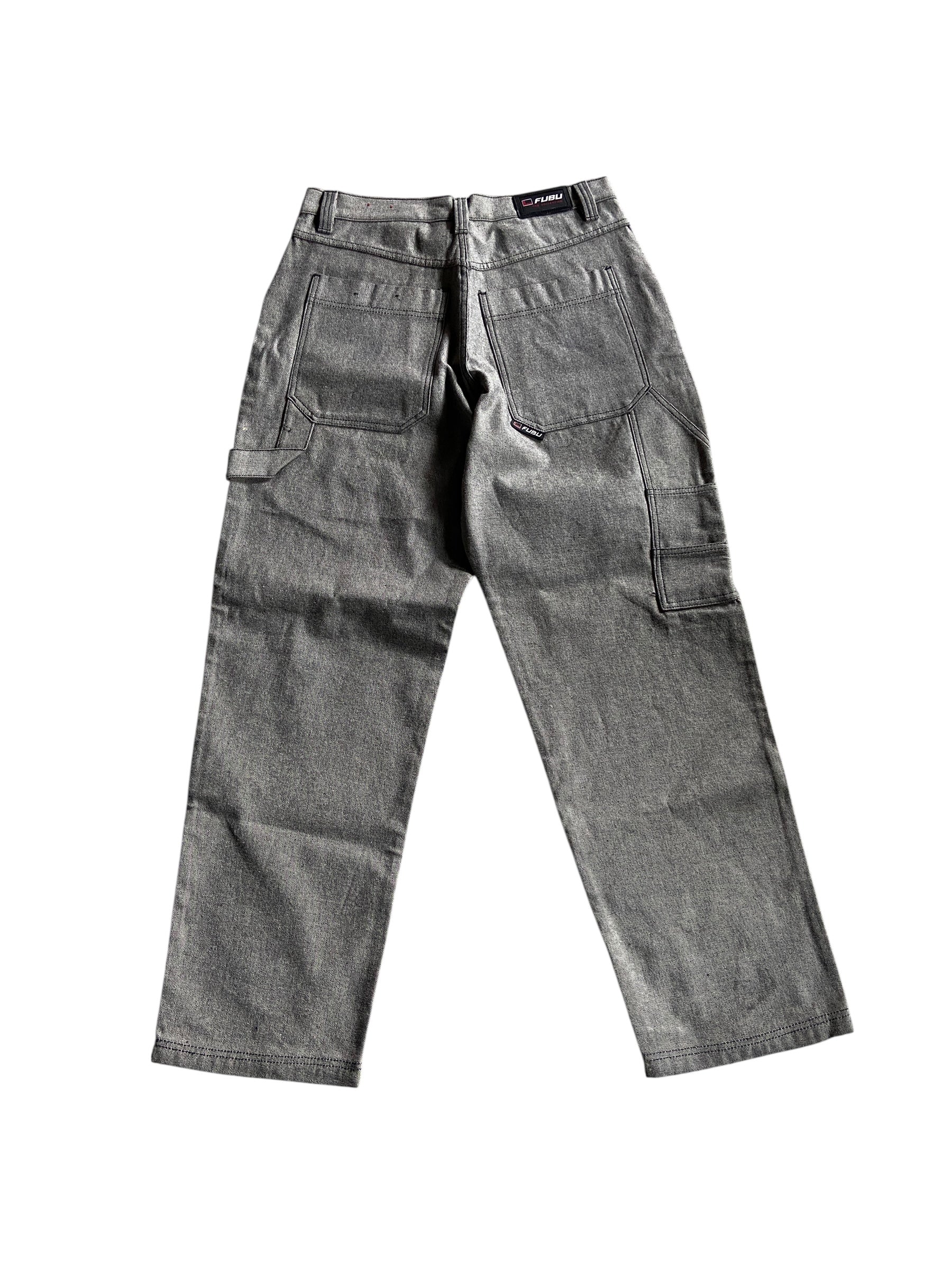 Y2K Fubu Gray Baggy Denim Jeans Sz 36x34