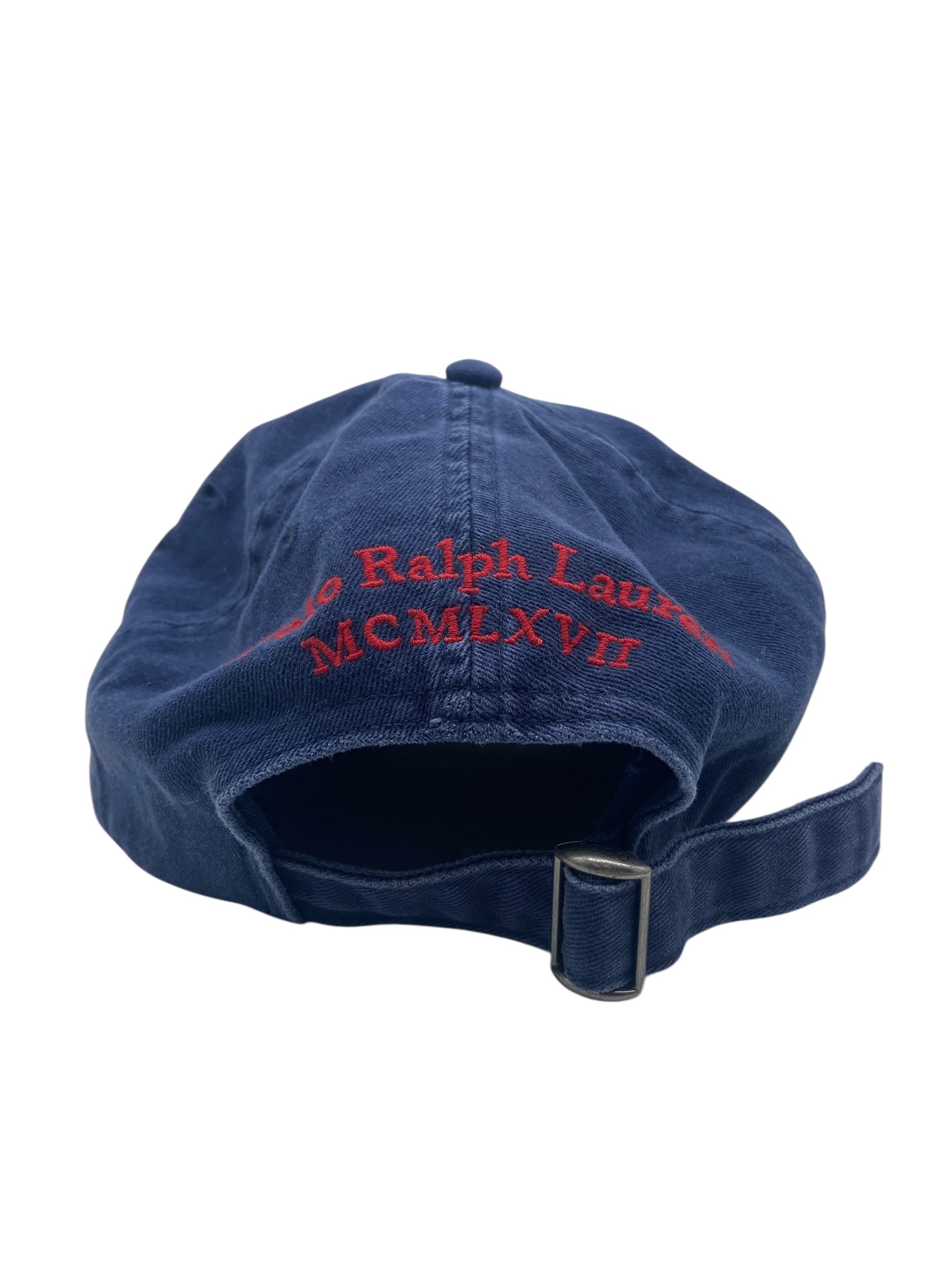 Y2K Ralph Lauren Navy Red Polo Strapback Cap