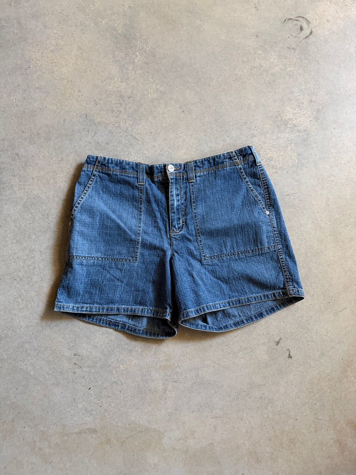 Y2K Blue Denim Square Pocket Wmns Shorts Sz 32