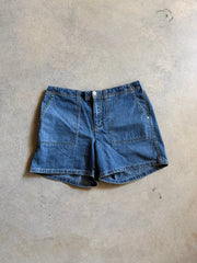 Y2K Blue Denim Square Pocket Wmns Shorts Sz 32