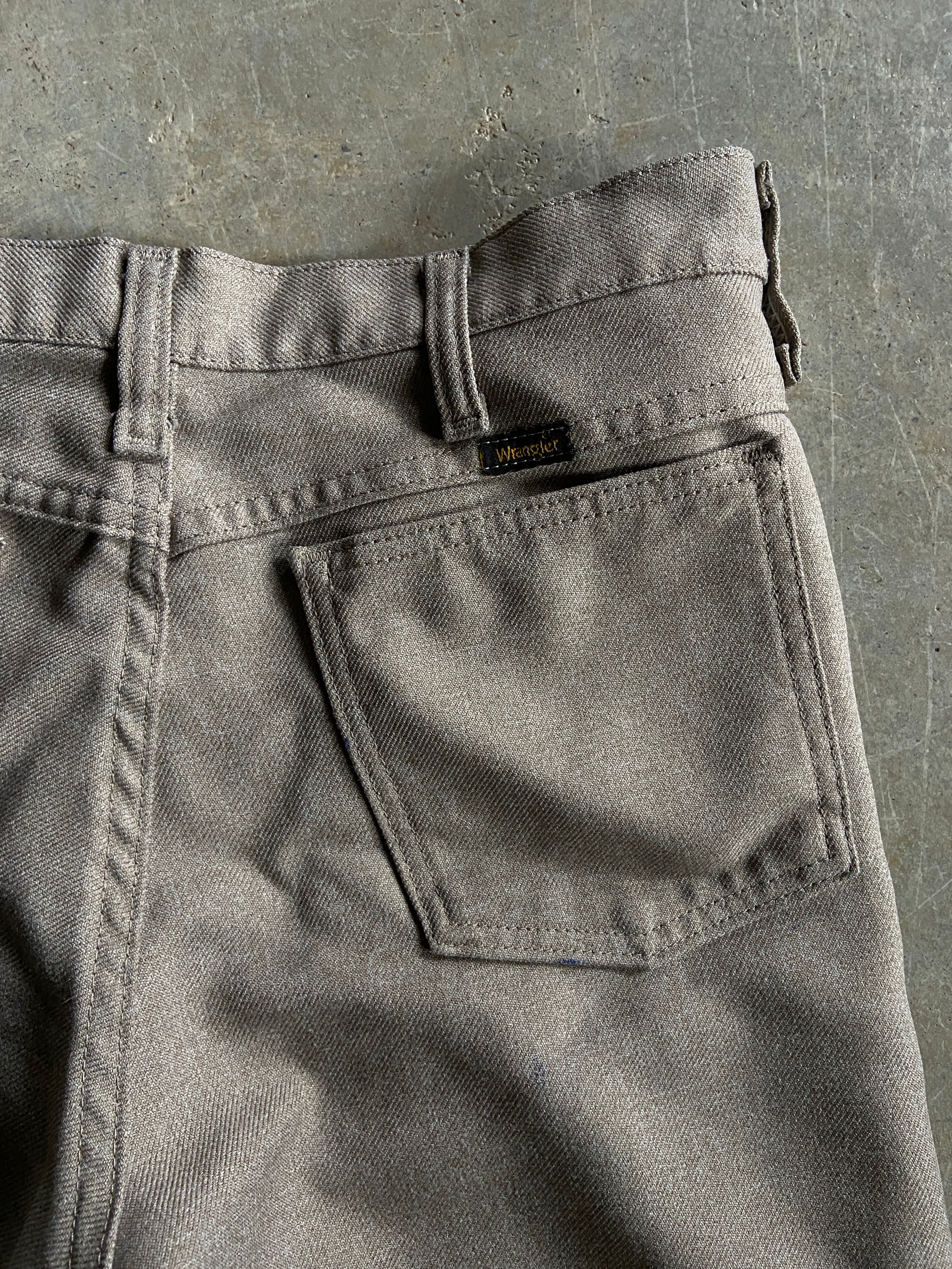 VTG Wrangler Greyish Brown Polyester Pants Sz 32x32