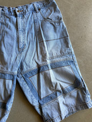 Y2K Metal Denim Panelled Shorts Sz 38