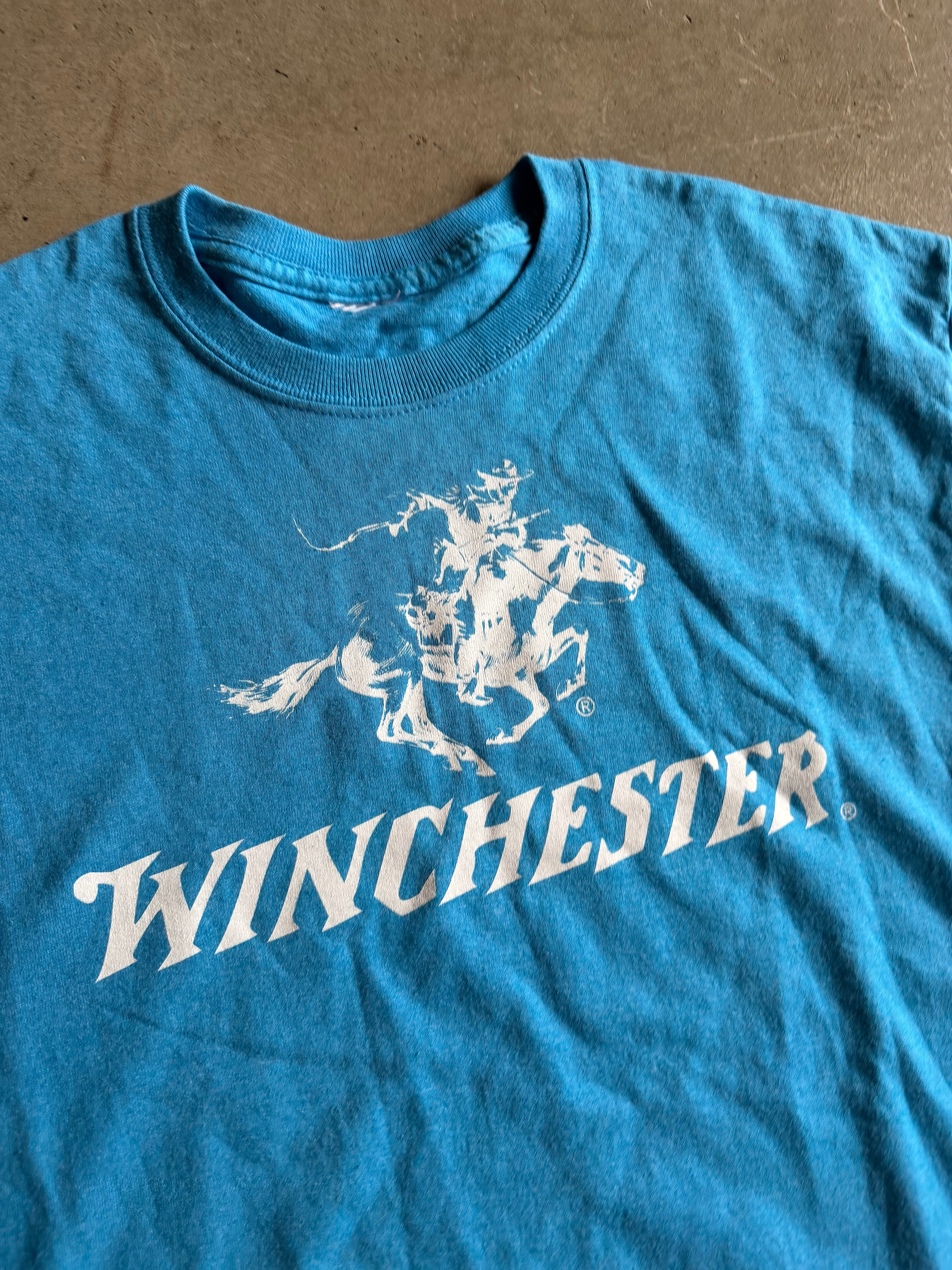 VTG Winchester Blue Cowboy Tee Sz M