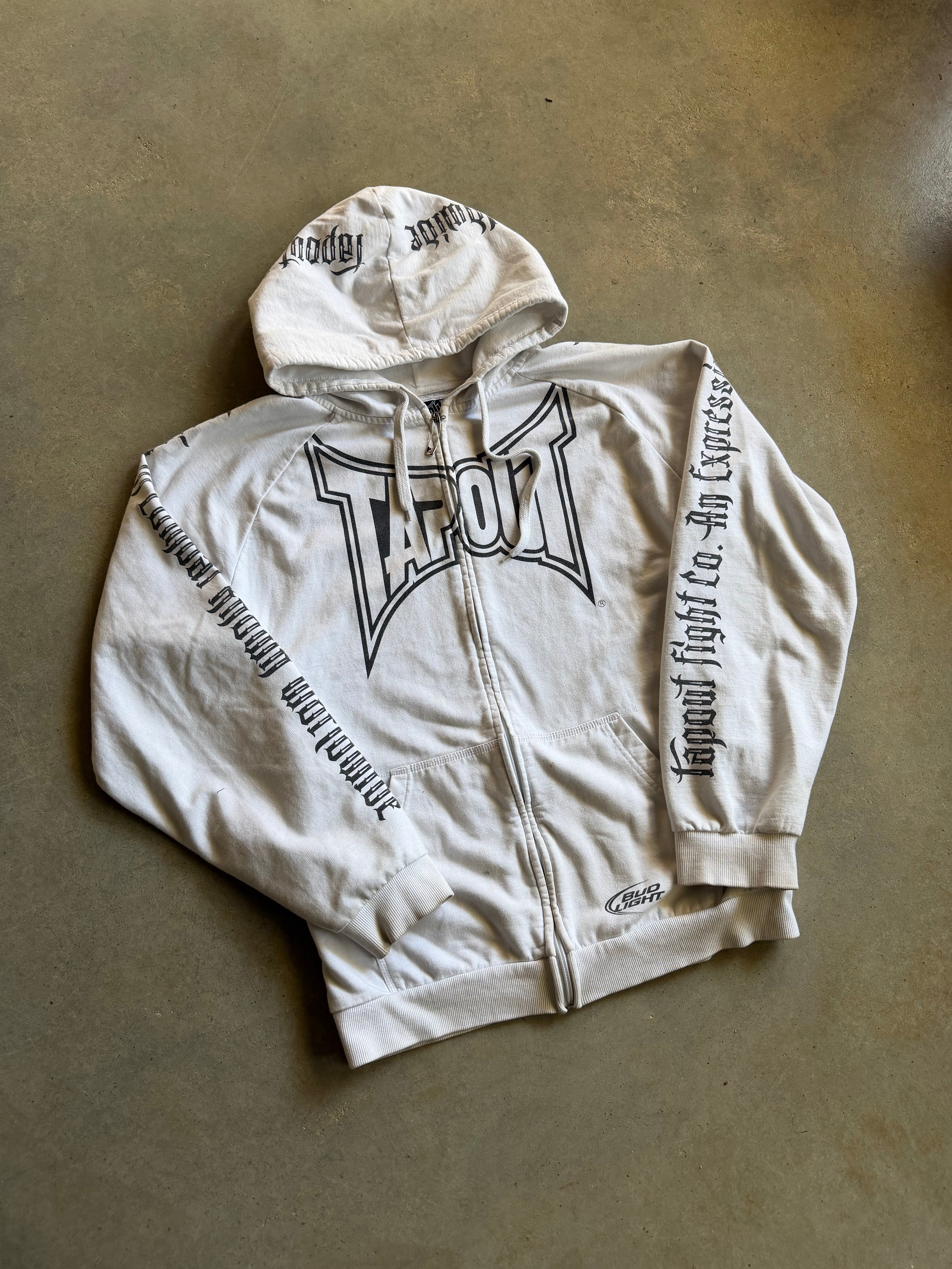 Y2K Tapout Spellout Logo Zip up Hoodie Sz XL