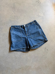 Y2K Blue Denim Square Pocket Wmns Shorts Sz 32