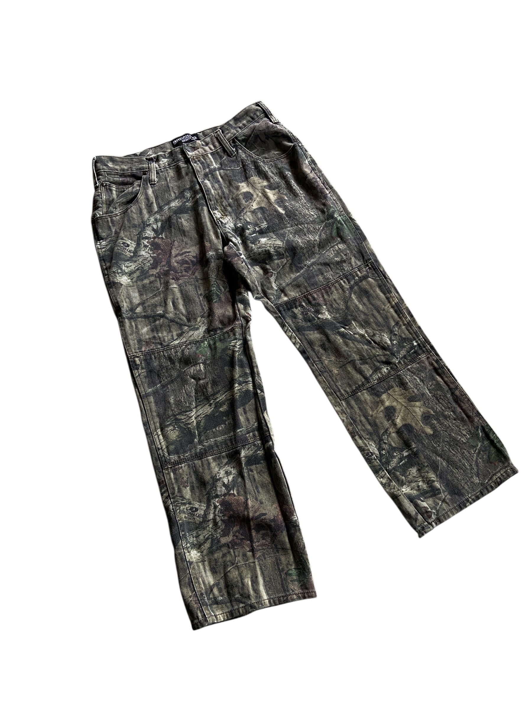 Y2K Break Up Camo Double Knee Jeans Sz 34x30