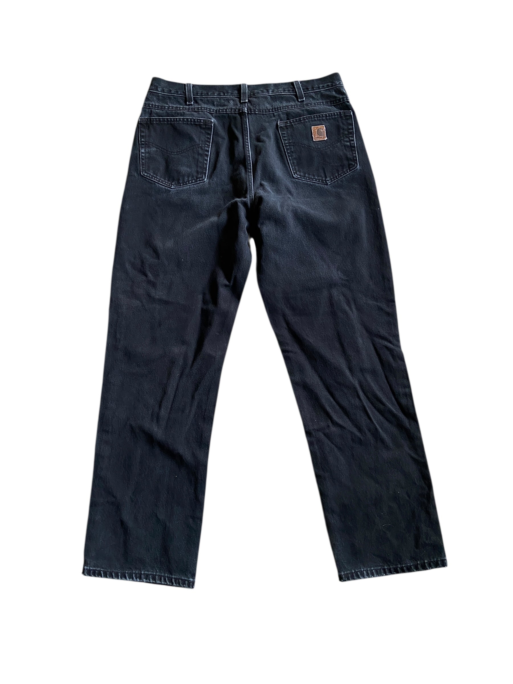 VTG Slightly Distressed Carhartt Black Jeans Sz 38x34