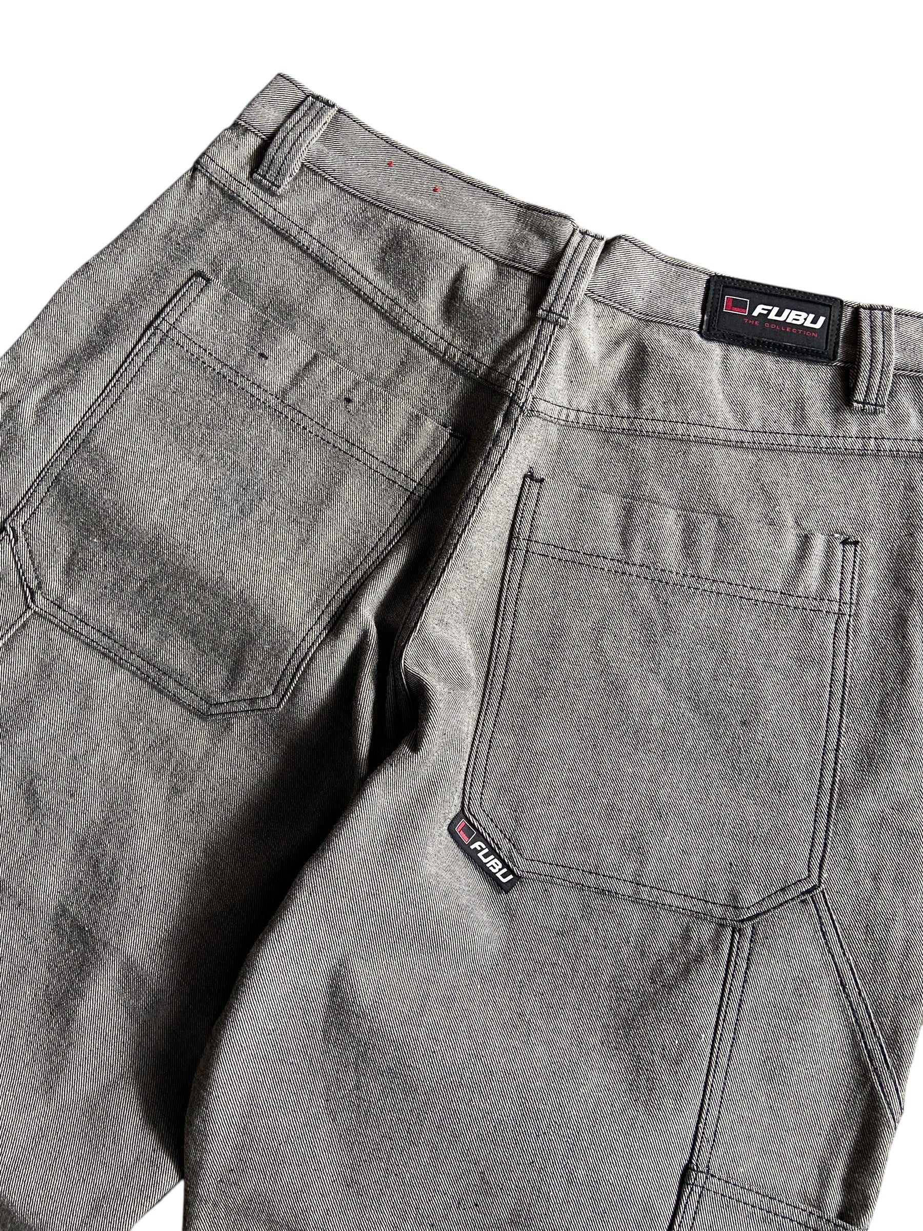 Y2K Fubu Gray Baggy Denim Jeans Sz 36x34