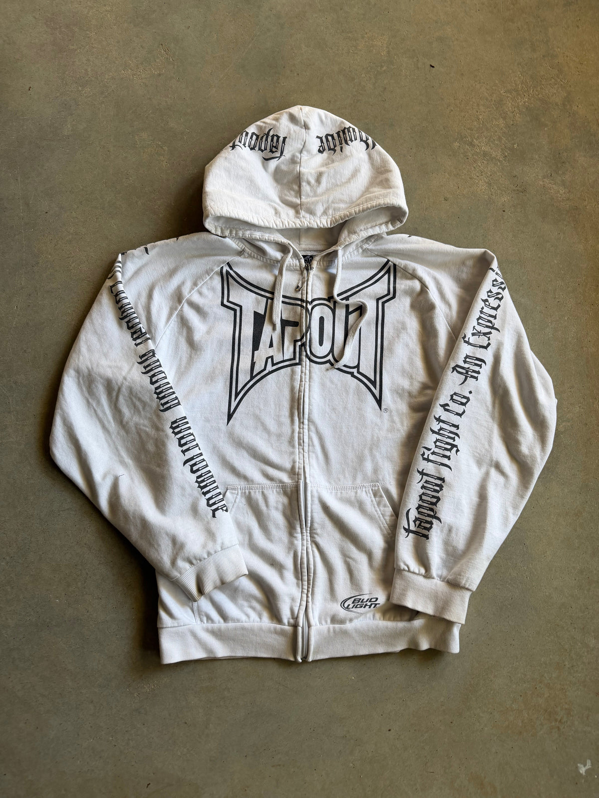 Y2K Tapout Spellout Logo Zip up Hoodie Sz XL
