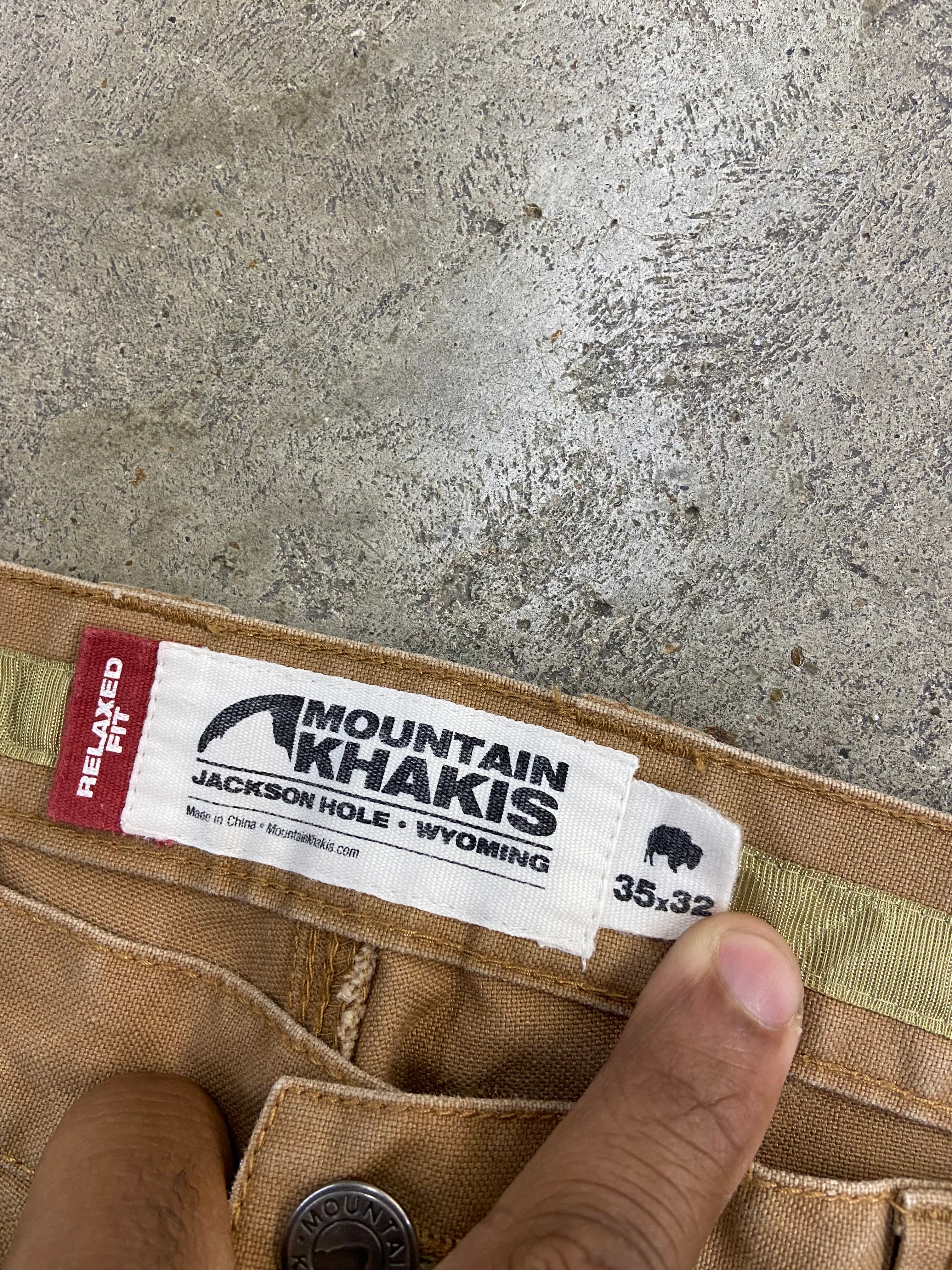 Y2K Mountain Khakis Double Knee Hiking Pants Sz 35x32