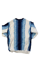 Y2K Raw Blue Coogi Style Sweater Sz XXL