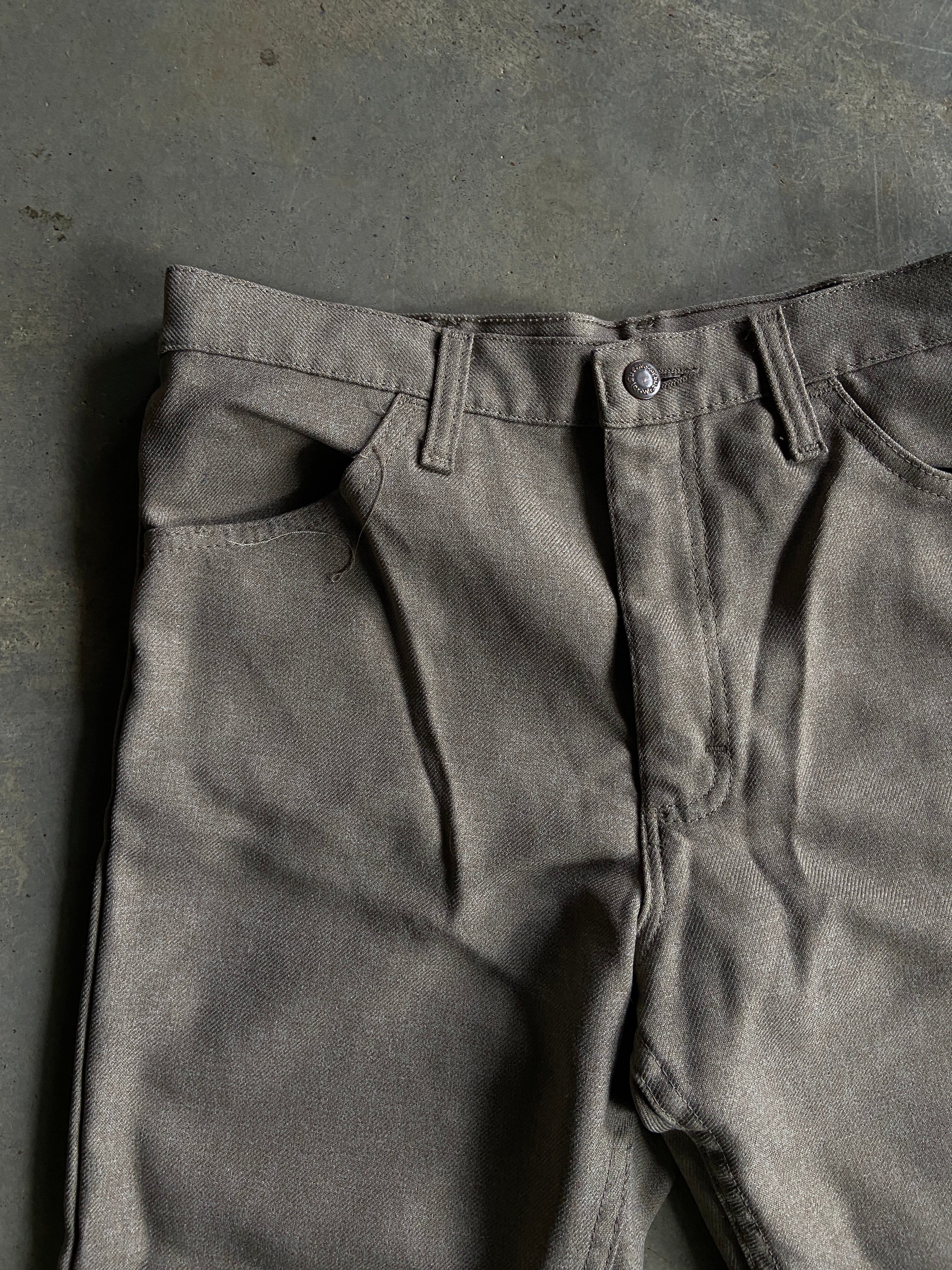 VTG Wrangler Greyish Brown Polyester Pants Sz 32x32