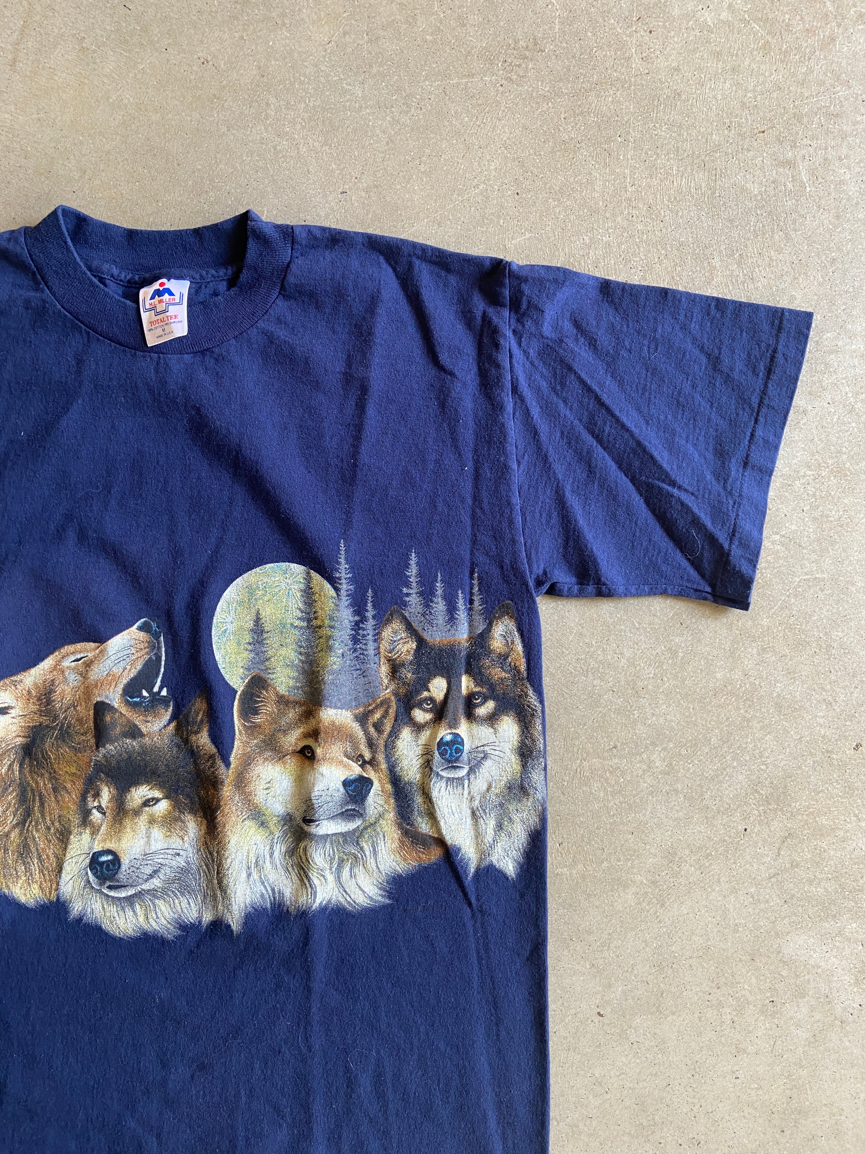 VTG Wolves Navy Blue Tee Sz M