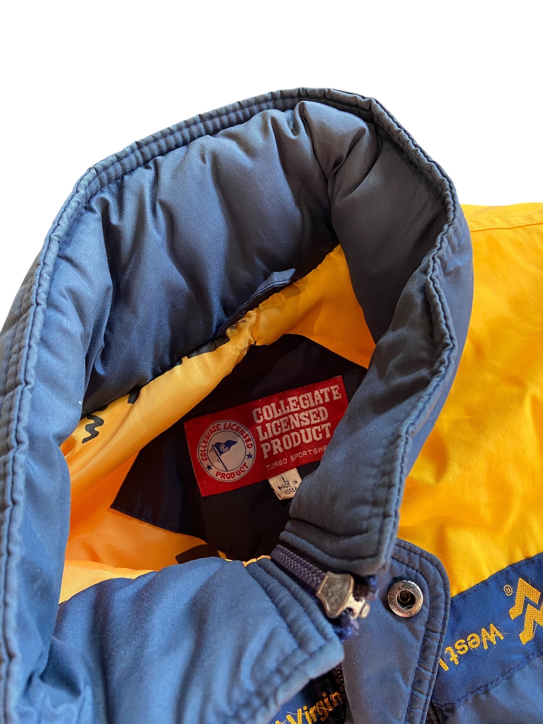 VTG West Virginia Mountaineers NCAA Puffer Jacket Sz L