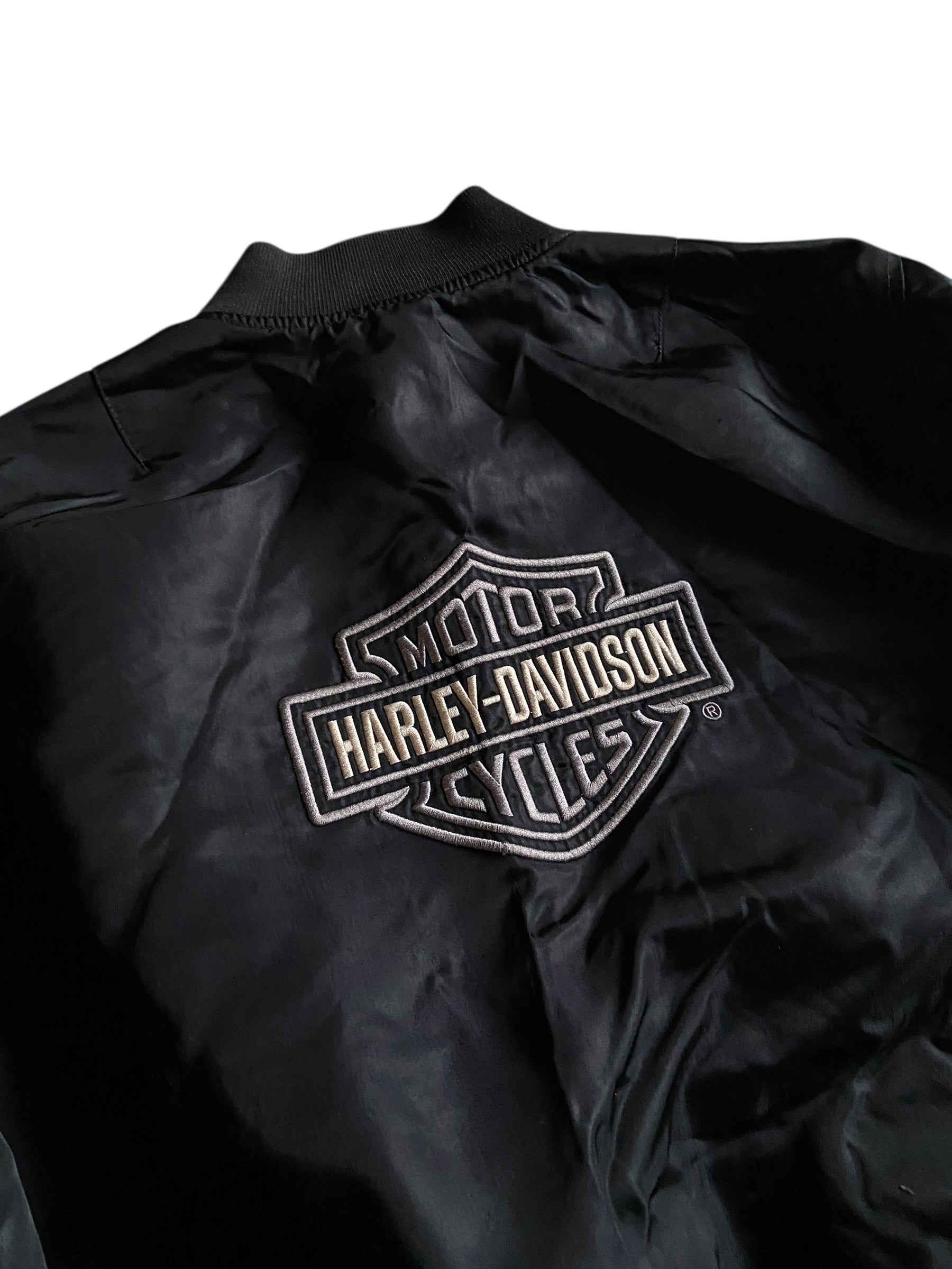 Y2K Harley Davidson Patch Bomber Jacket Sz L