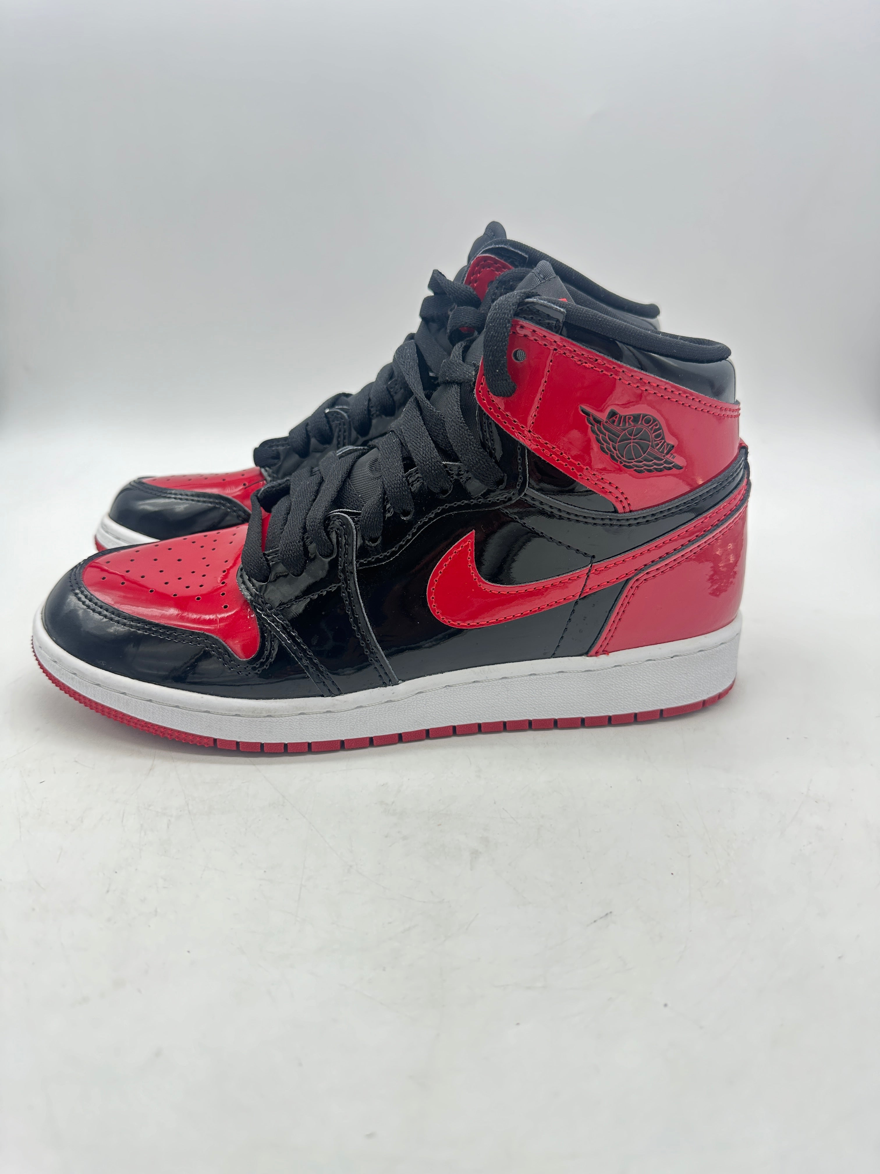 Preowned 2021 Air Jordan 1 Retro High OG GS 'Patent Bred' Sz 6.5Y/8W