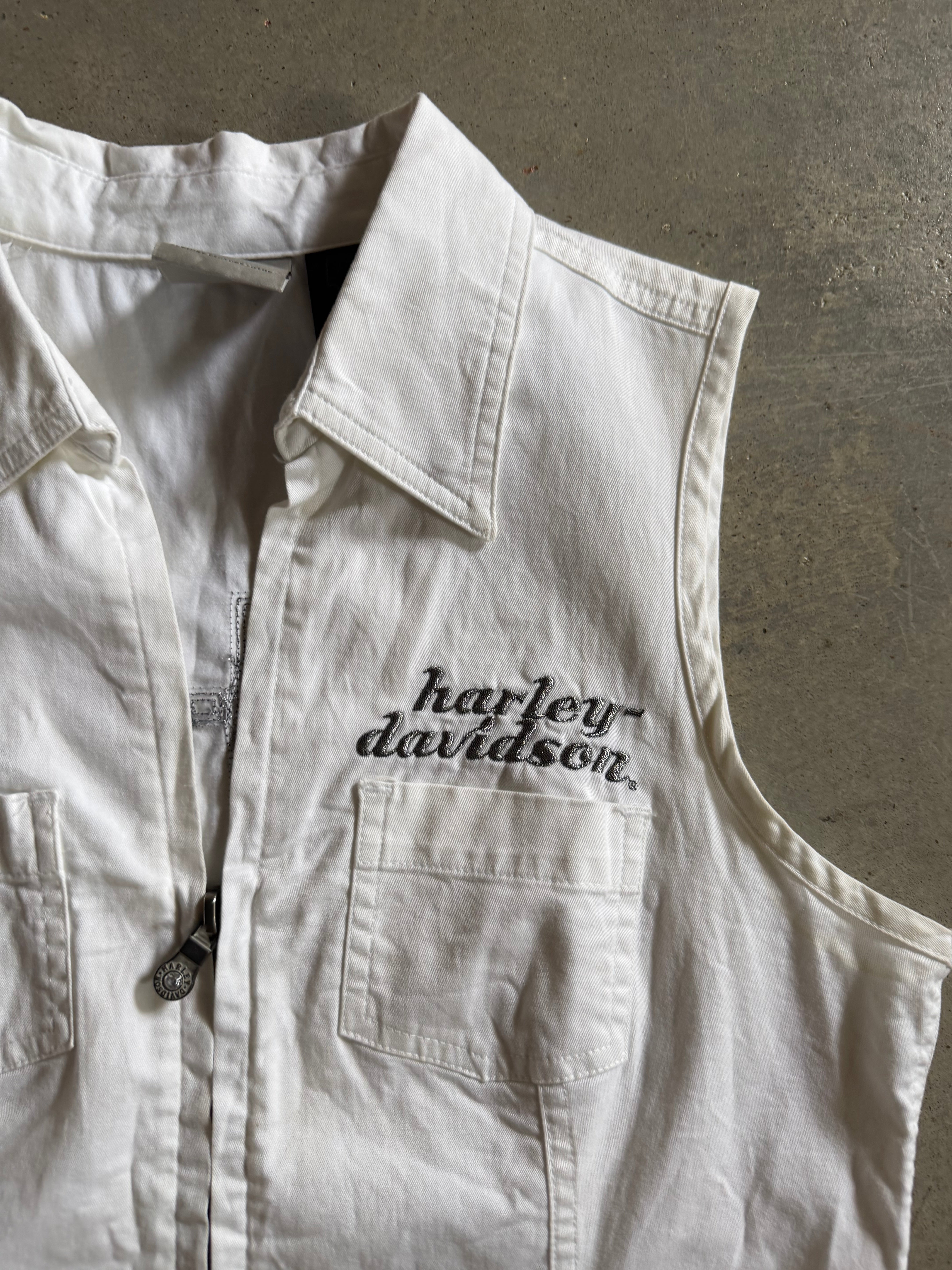 Y2K Harley Davidson Zip Up Women's Vest Sz S