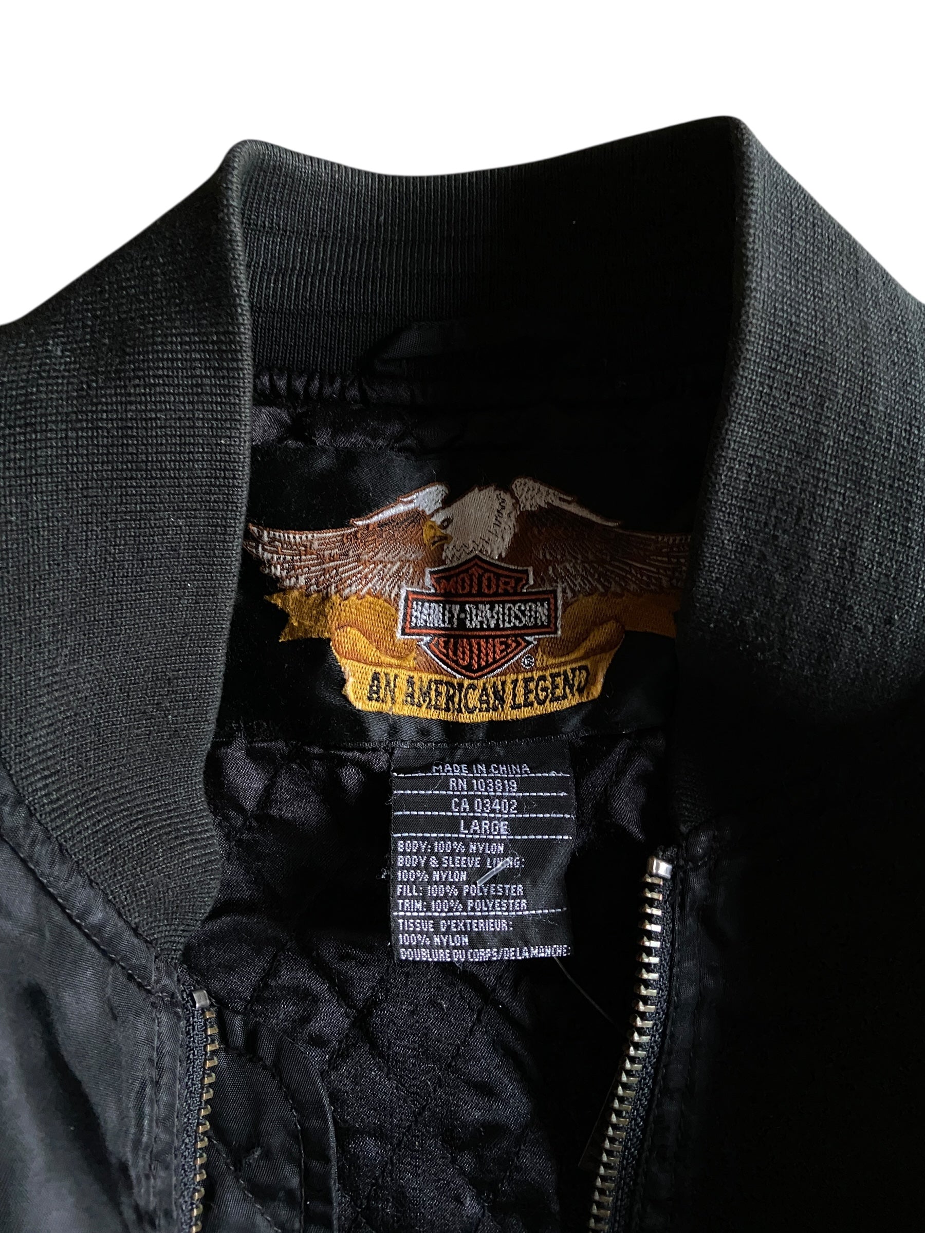 Y2K Harley Davidson Patch Bomber Jacket Sz L