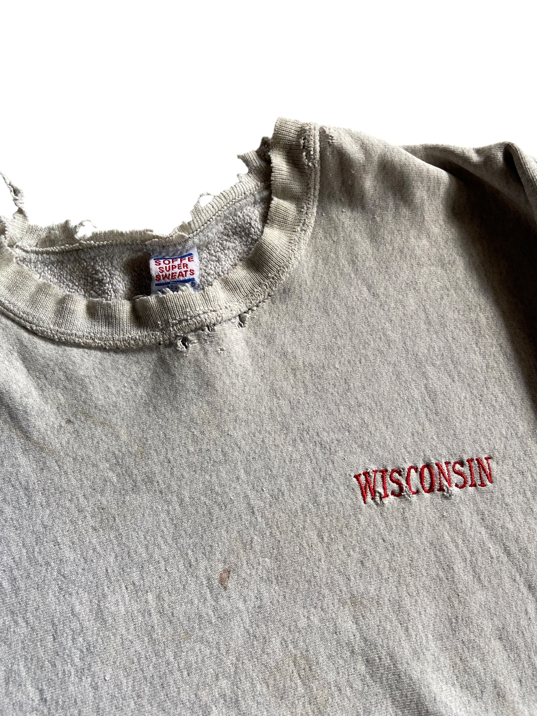 VTG Wisconsin Thrashed Crewneck Sweater Sz XXL