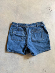 Y2K Blue Denim Square Pocket Wmns Shorts Sz 32