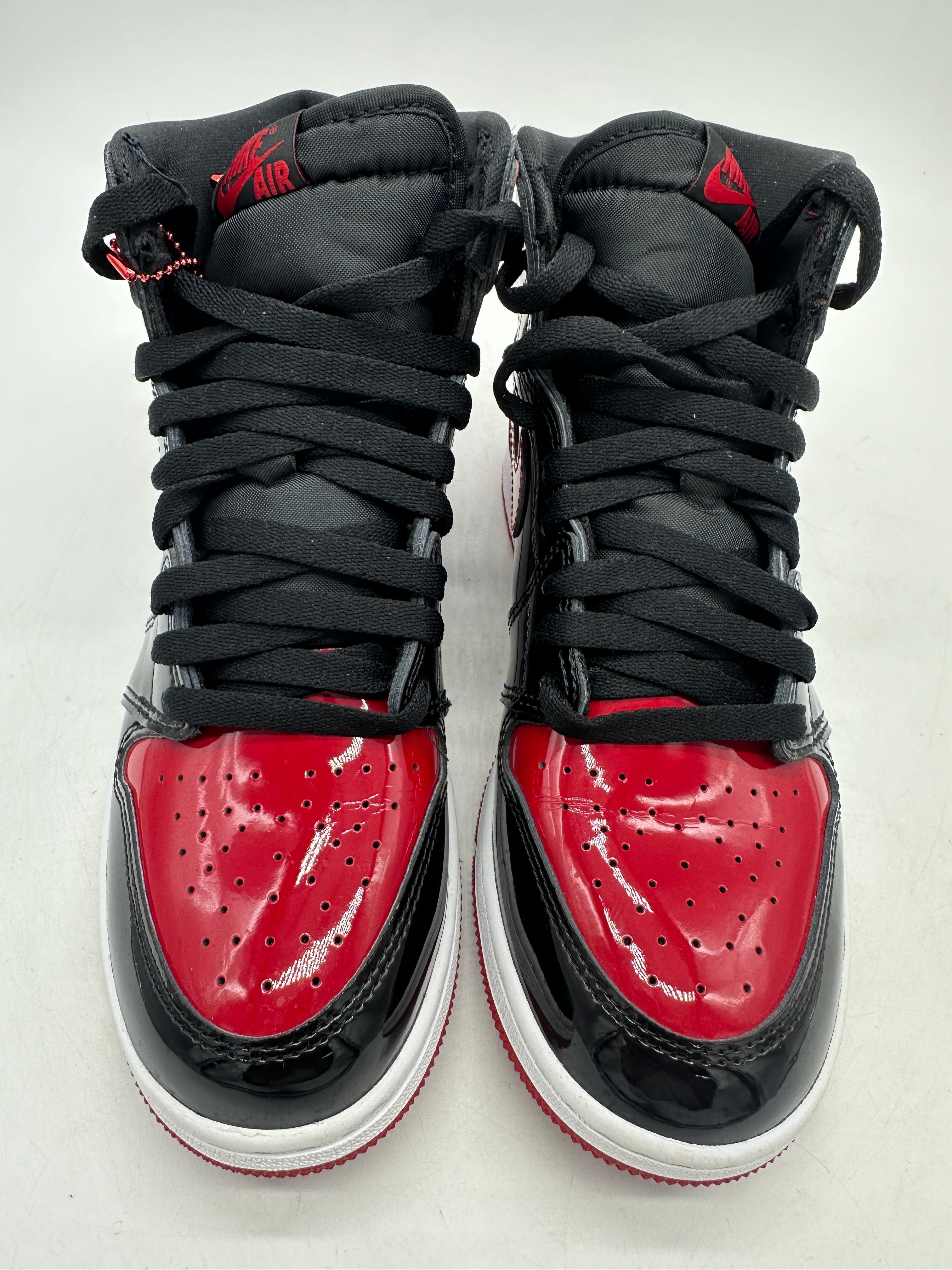 Preowned 2021 Air Jordan 1 Retro High OG GS 'Patent Bred' Sz 6.5Y/8W