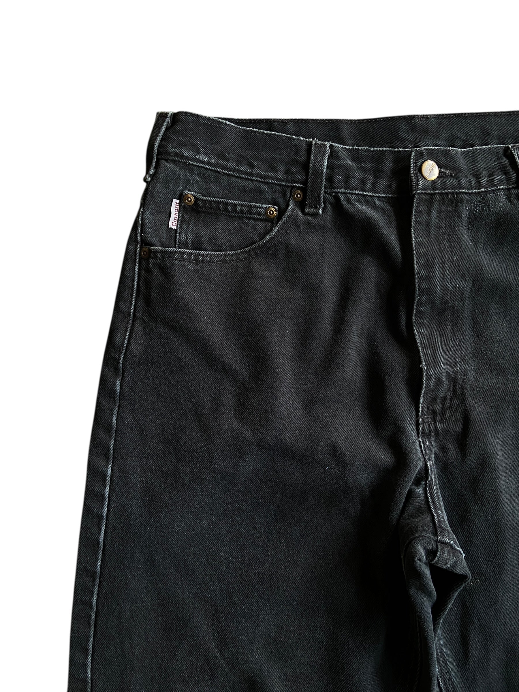 VTG Slightly Distressed Carhartt Black Jeans Sz 38x34