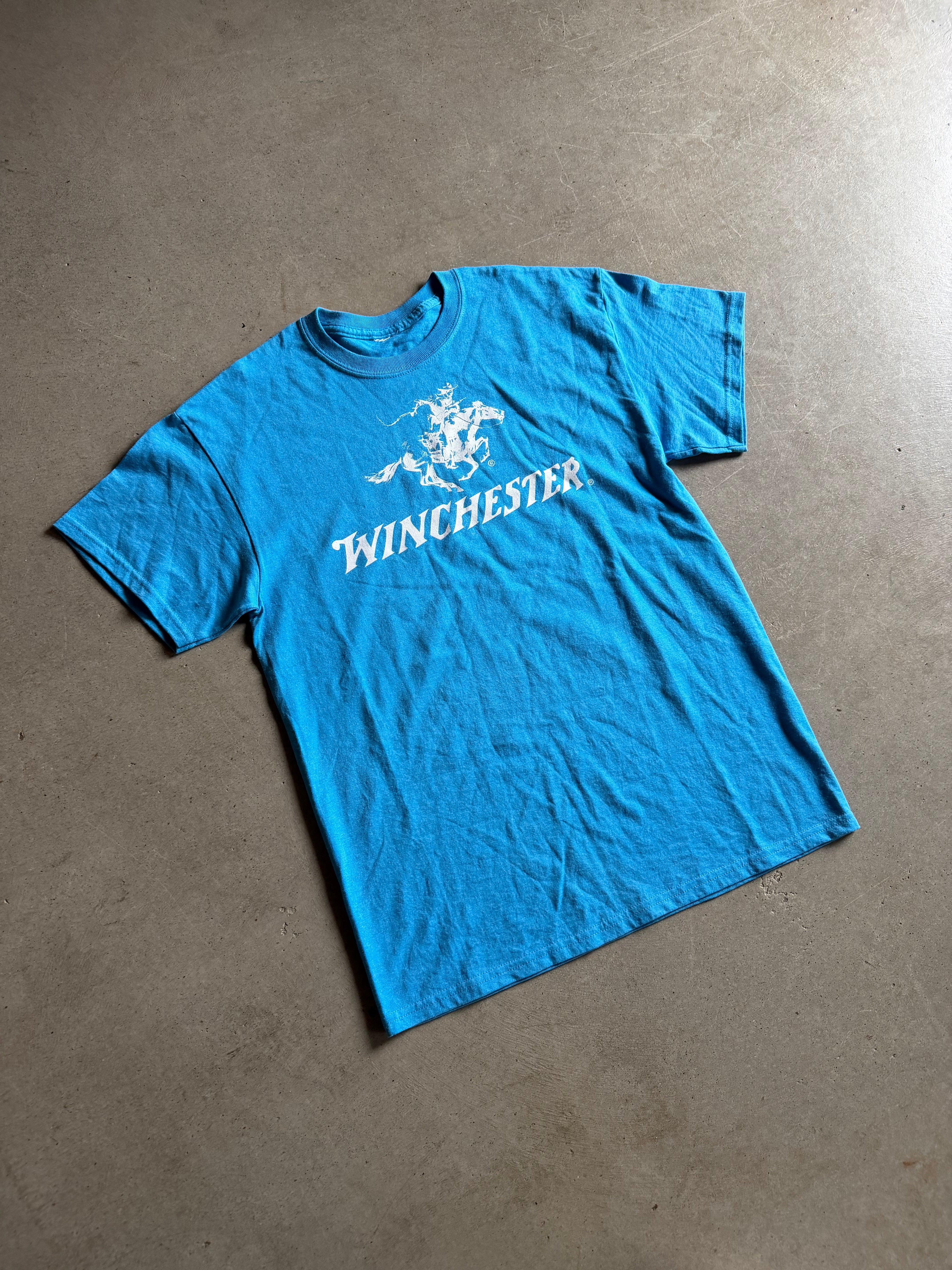 VTG Winchester Blue Cowboy Tee Sz M
