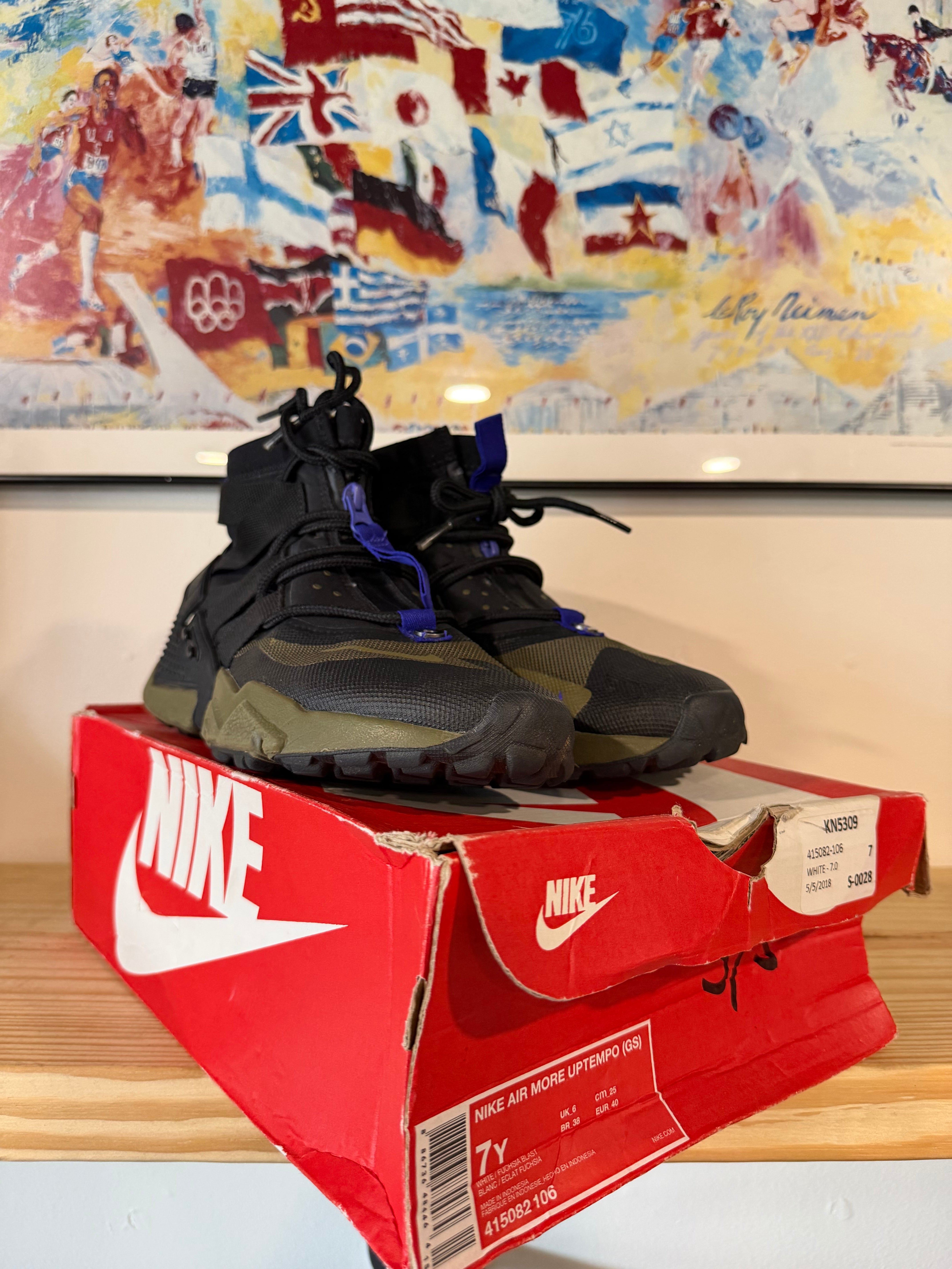Preowned Nike Air Huarache Gripp Black Olive Canvas Sz 8M/9.5W