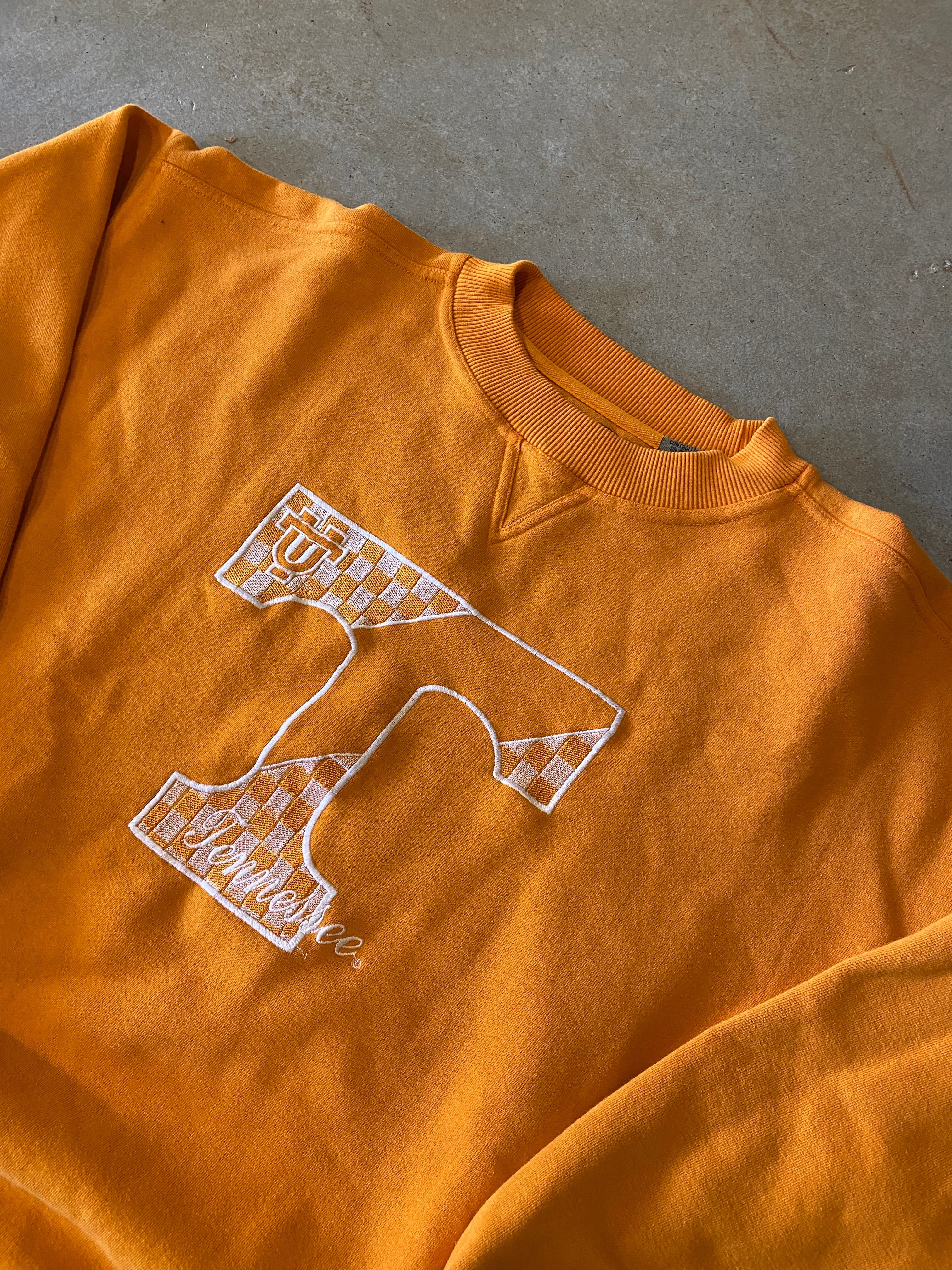 VTG Tennessee Vols Checkered Logo Sweatshirt Sz L