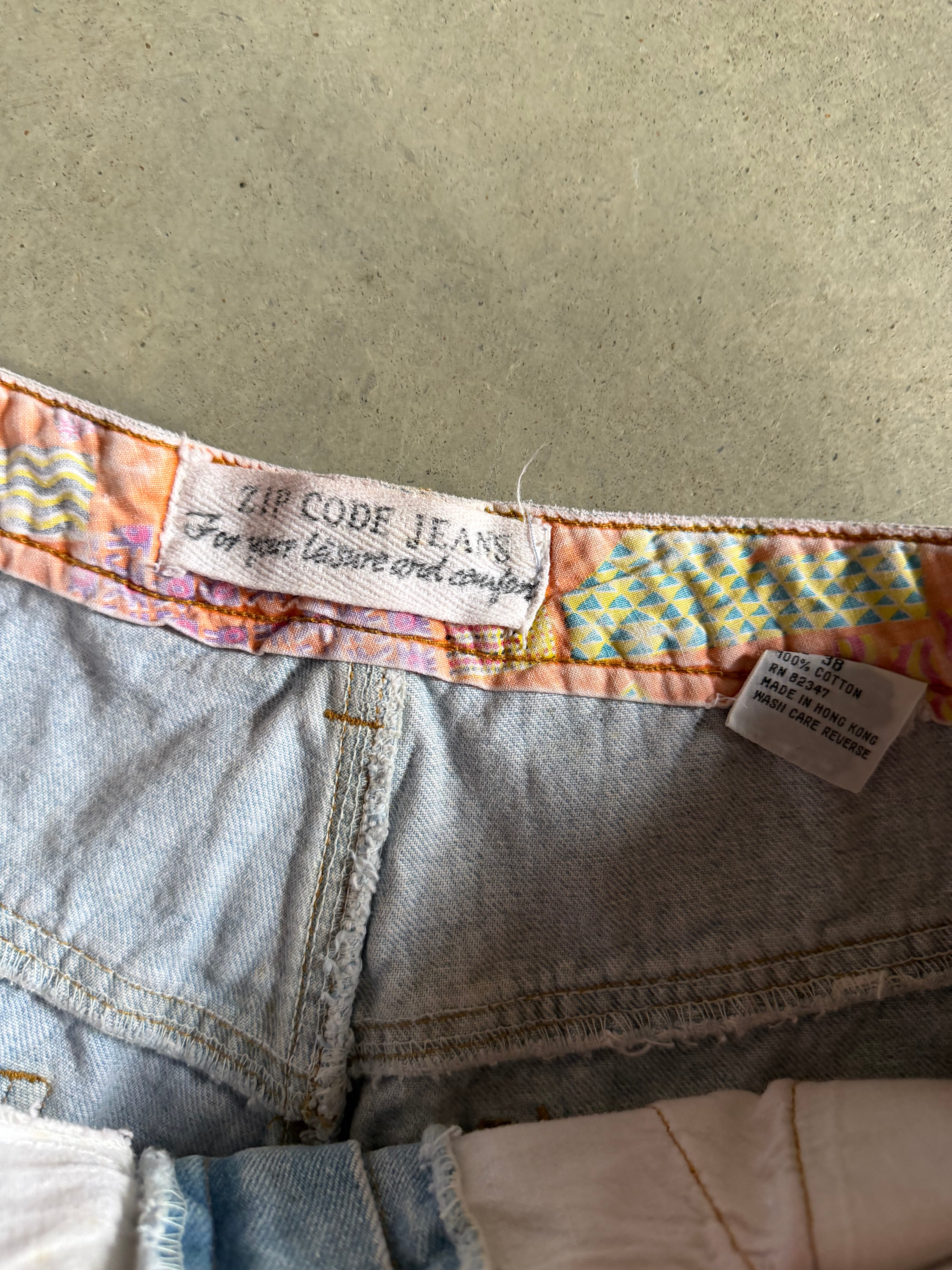 VTG Zip Code Formula One Graphic Jeans Sz 36x24