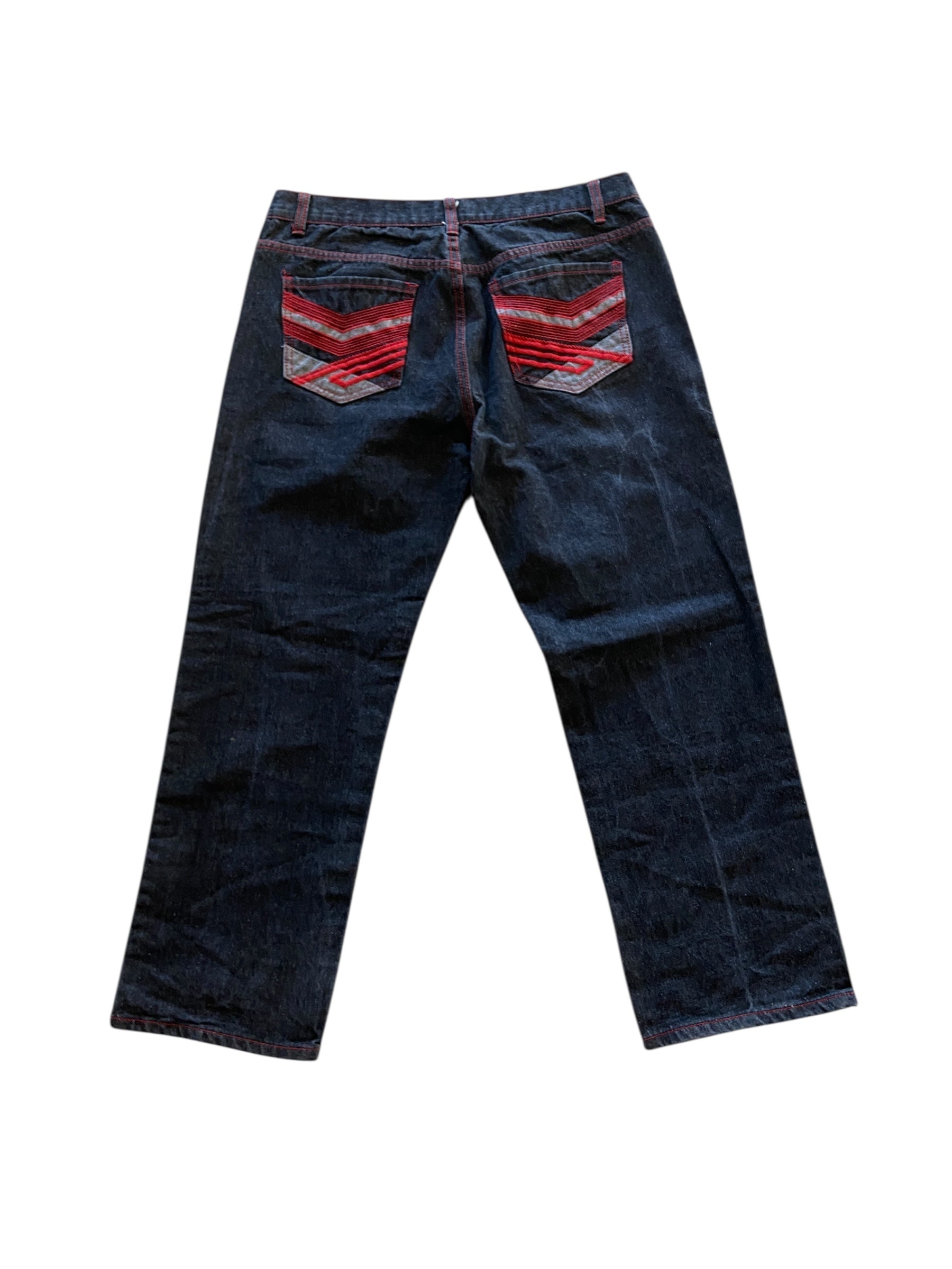 Y2K Hova Embroidered Pocket Jeans Sz 38x30
