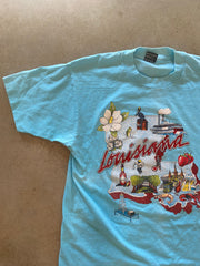 VTG Louisiana Tour Baby Blue Tee Sz L