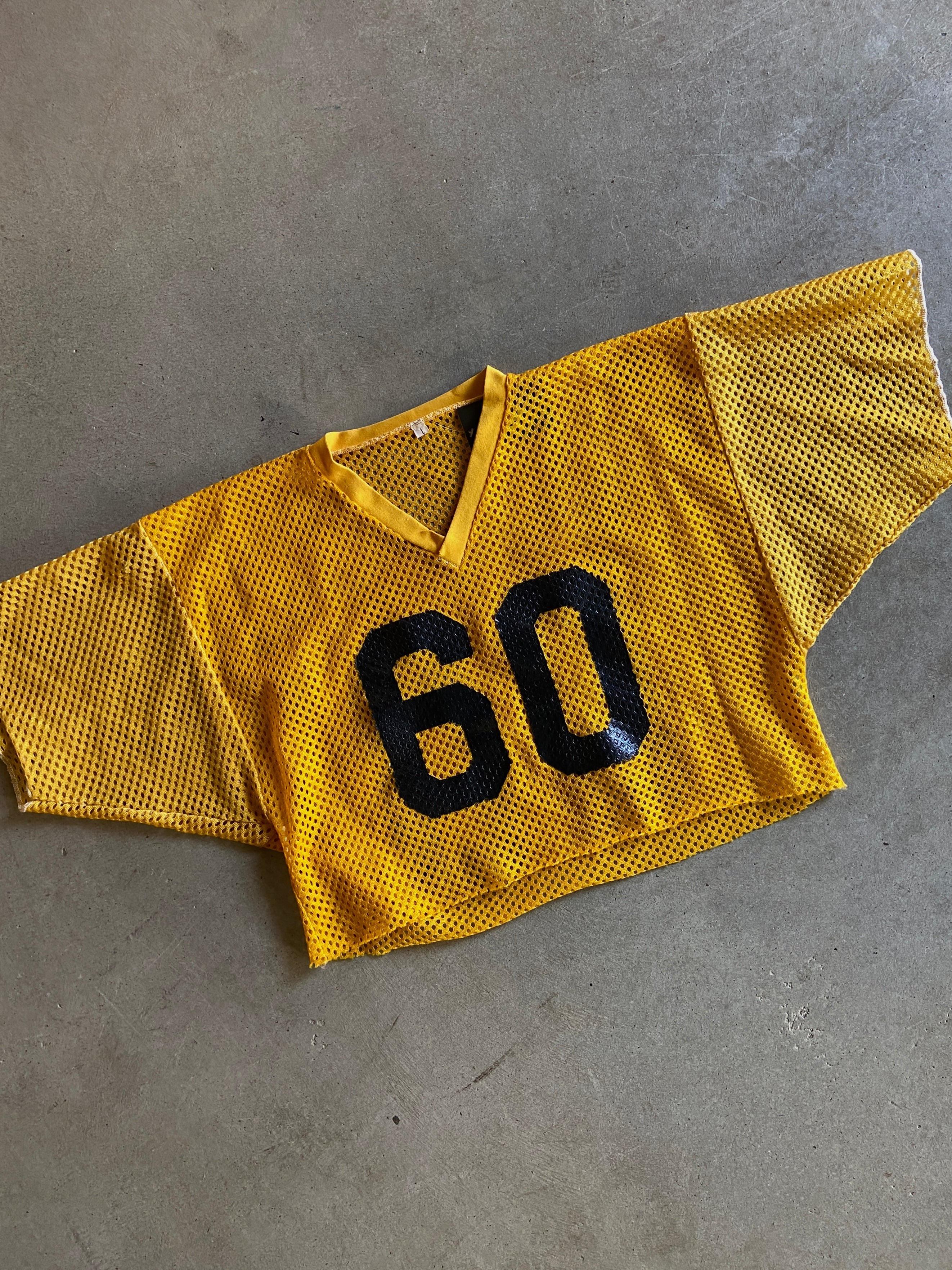 VTG Yellow Cropped Football Jersey Sz L