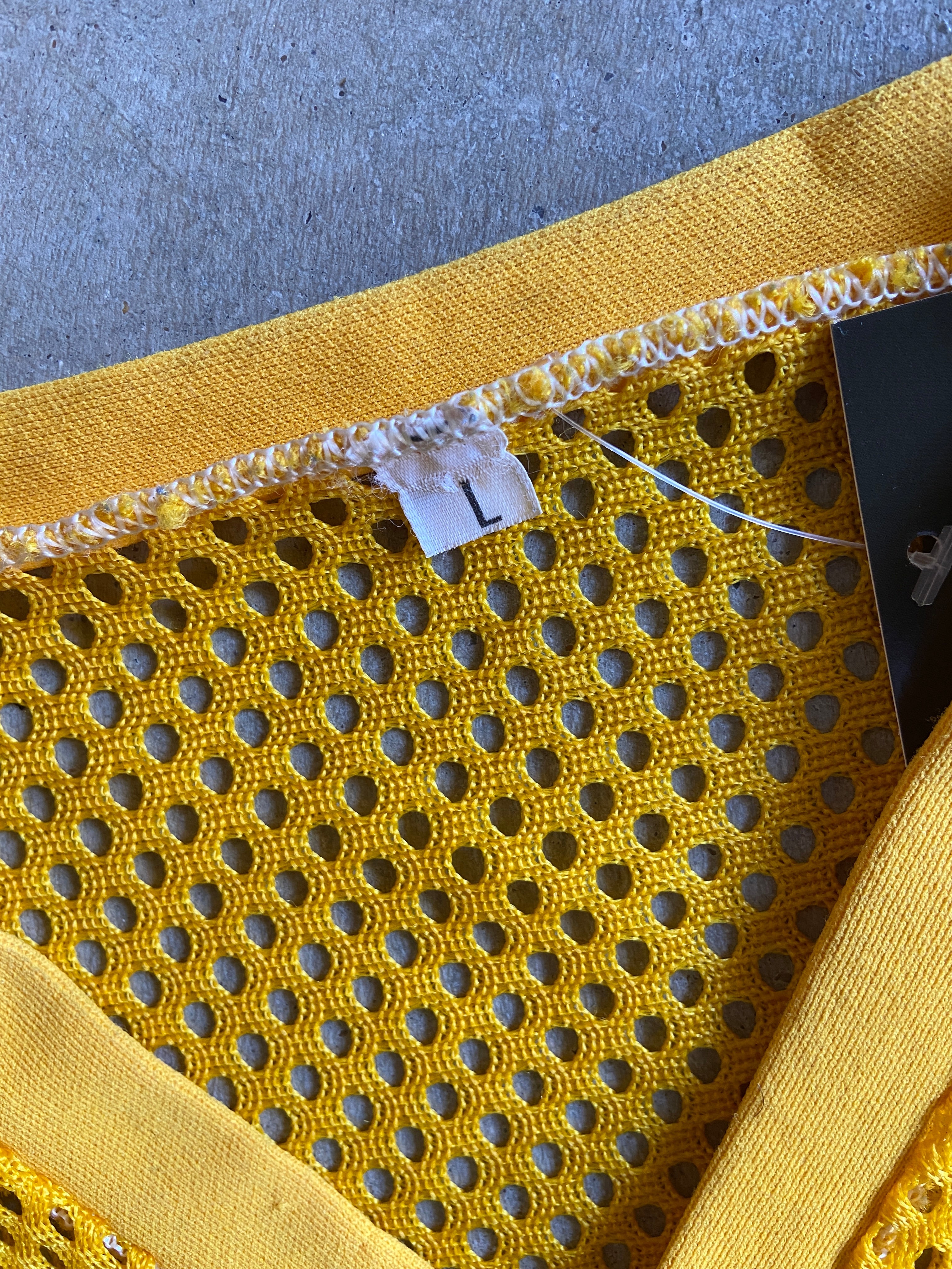 VTG Yellow Cropped Football Jersey Sz L