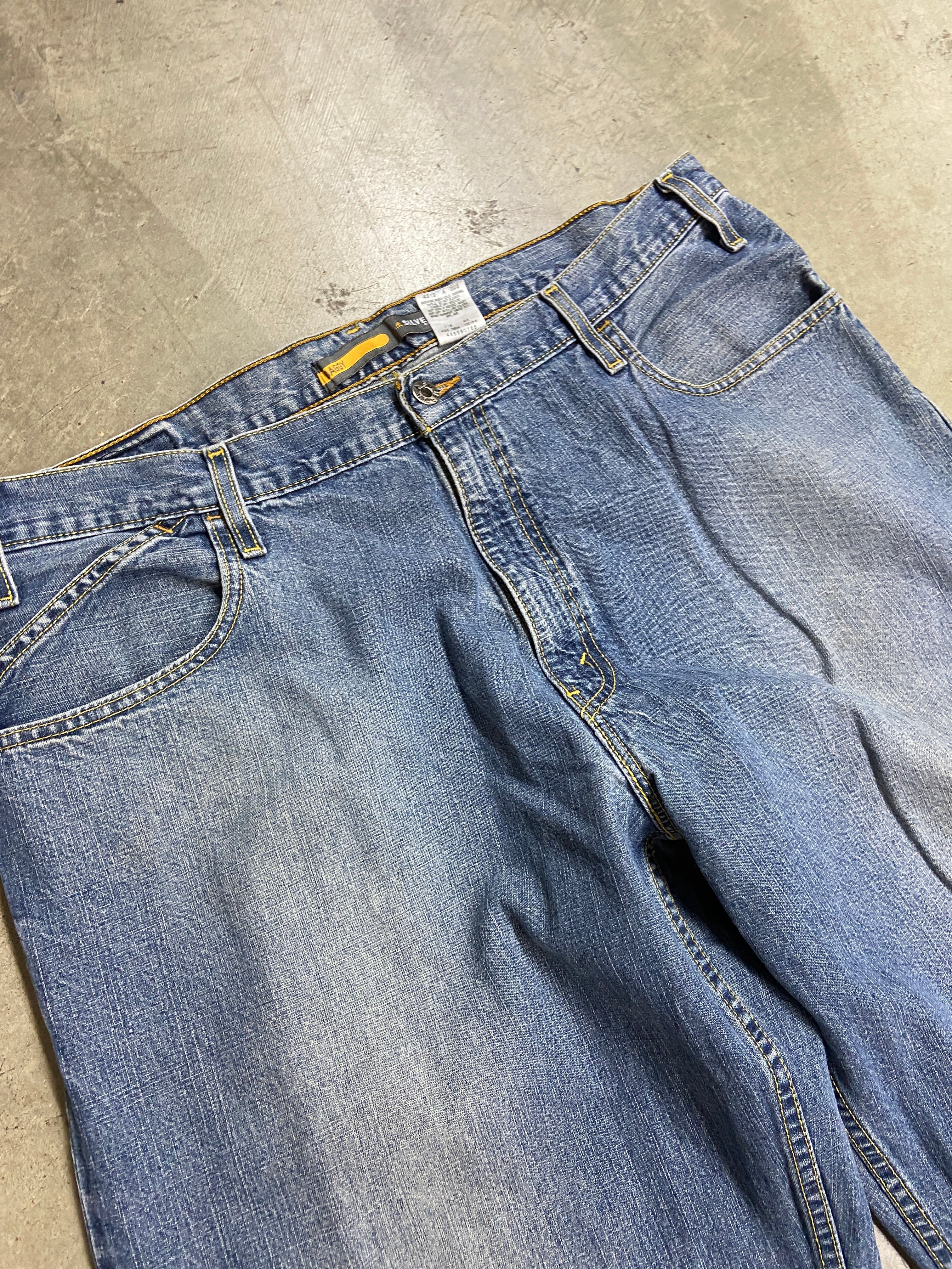 Y2K Levi's Silvertab Baggy Yellow Stitching Denim Jeans Sz 38x32